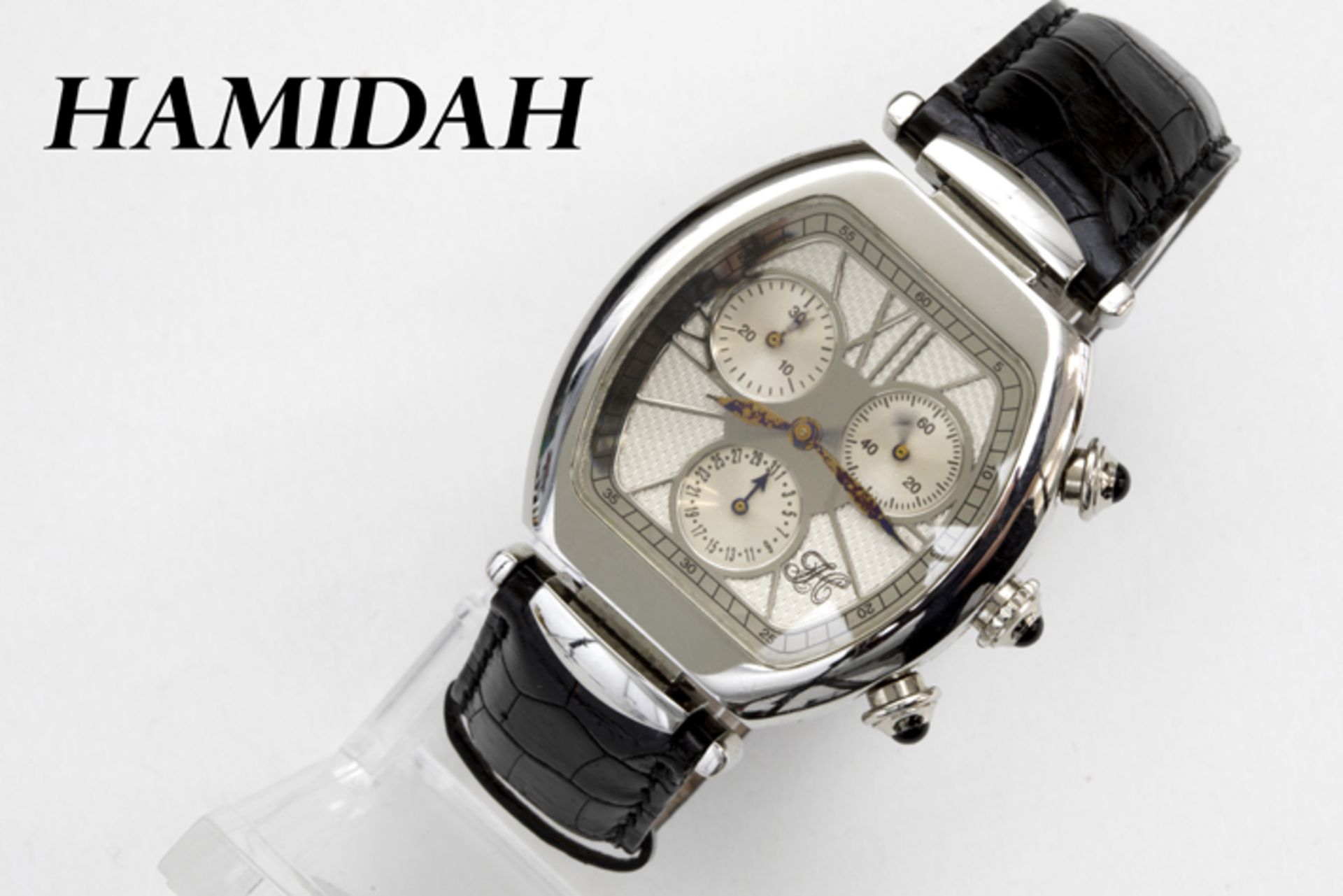 completely original quartz chrono "Hamidah Switzerland" wristwatch in steel - marked was a present