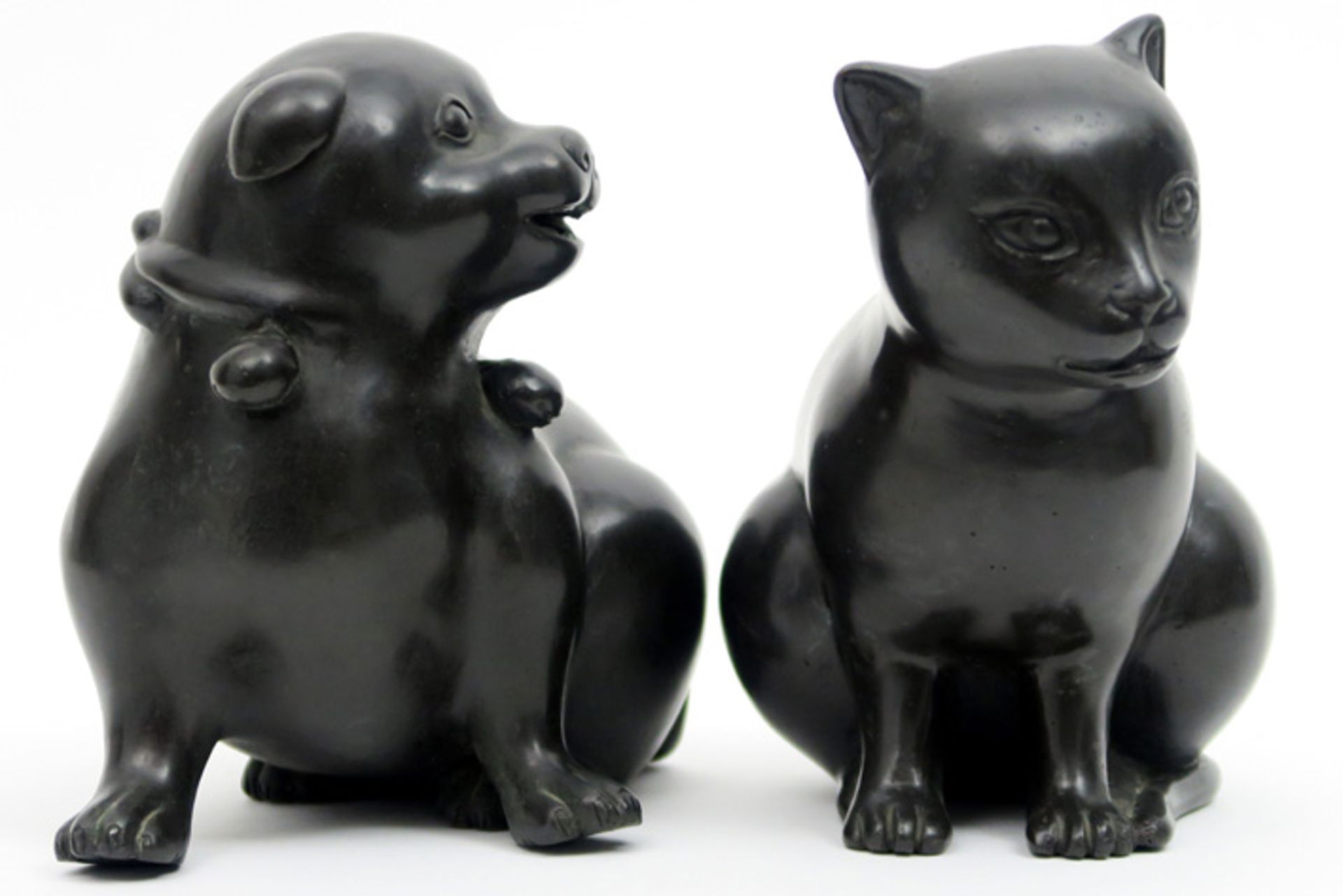 pair of small sculptures in bronze - signed Sarti SARTI paar sculpturen in brons n° 3 en 242/