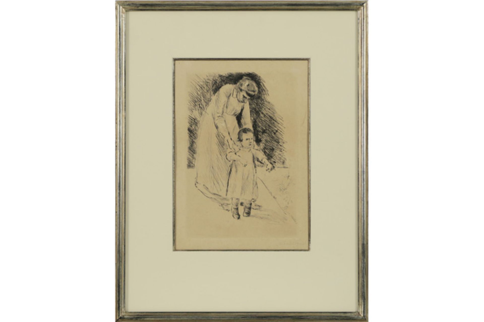 Max Lieberman "Granddaughter Maria-Martha with her nanny" mixed media print (etching and dry-point - Bild 3 aus 3