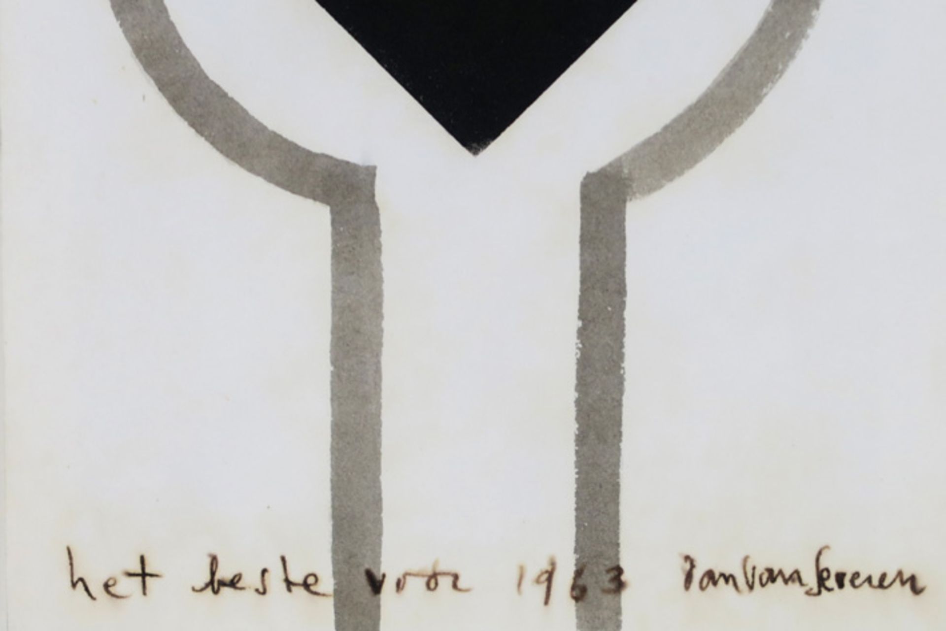 20th Cent. Belgian ink on paper - signed Dan Van Severen and dated 1963 VAN SEVEREN DAN (1927 - - Bild 3 aus 3