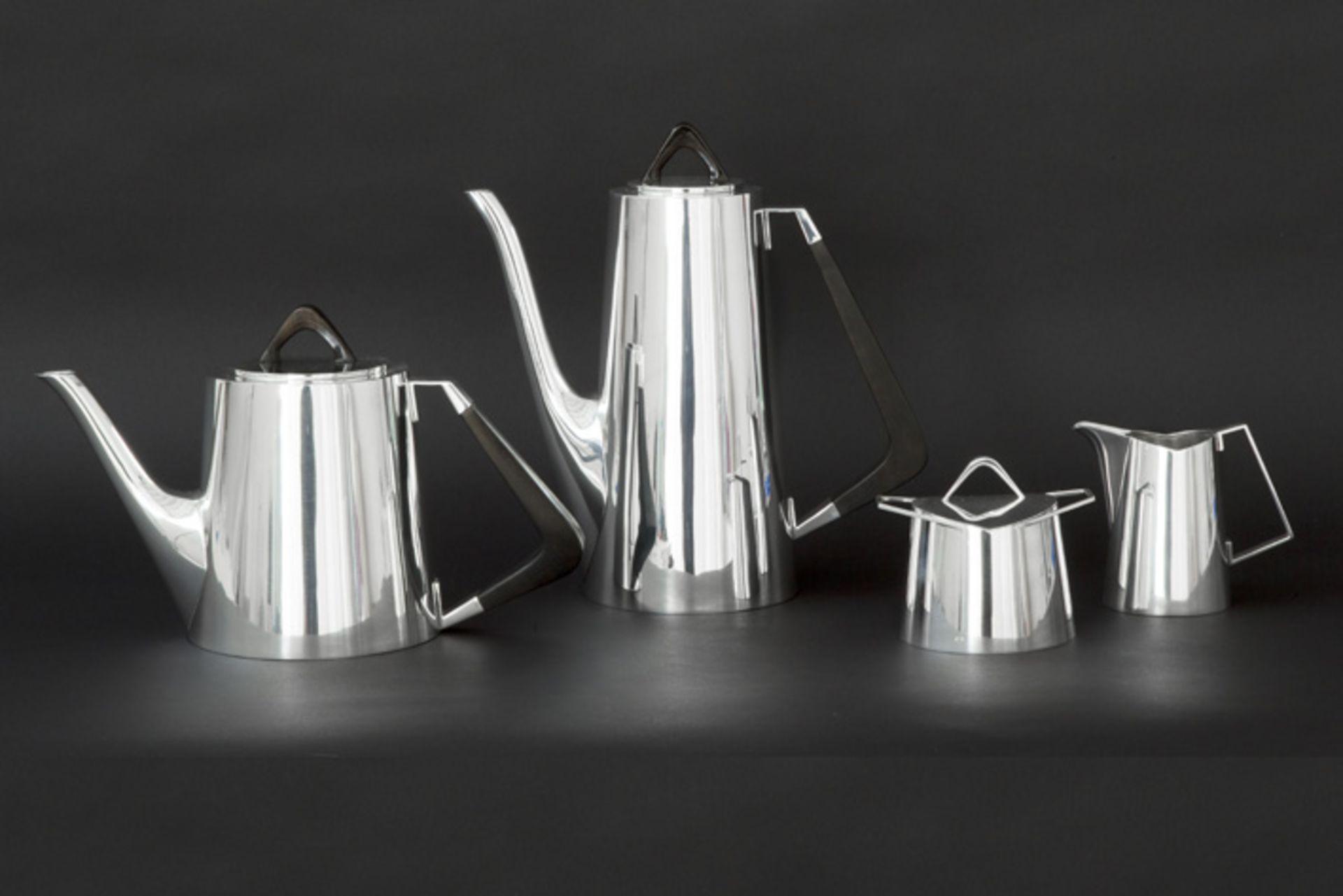 quite exceptional early sixties' Danish design coffee- and teaset in marked and "C.C. Hermann" - Image 5 of 8