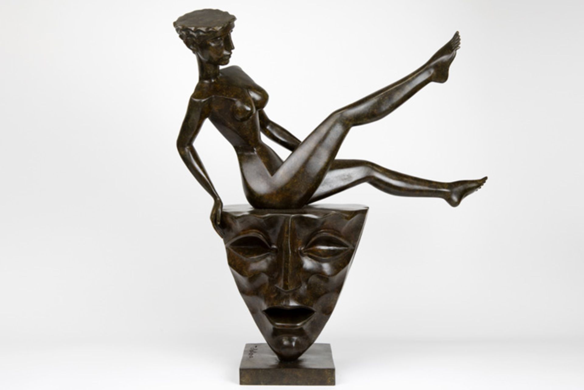 21st Cent. "Lady on the top" sculpture in bronze - signed Igor Tcholaria and with foundry mark