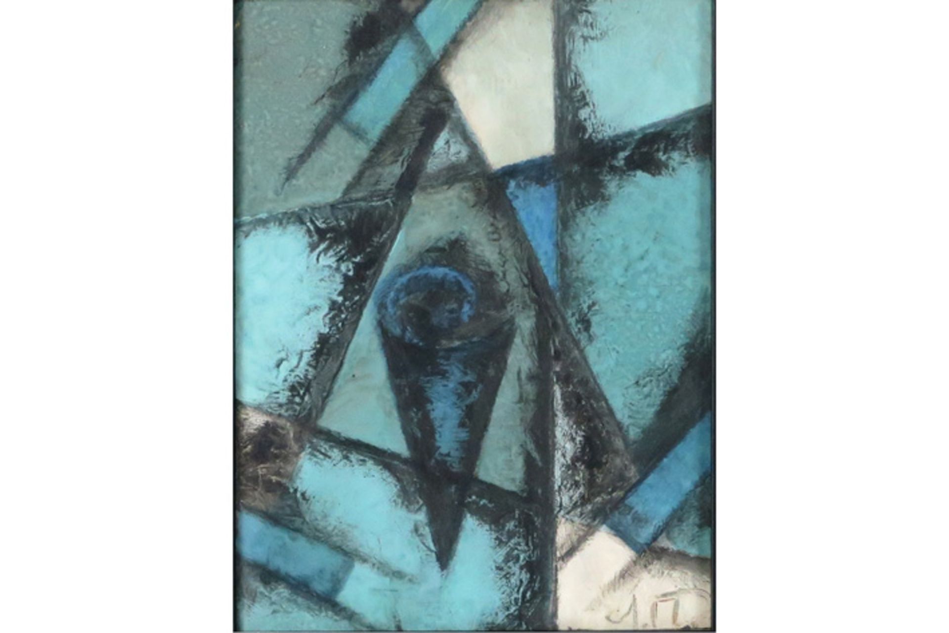 early 20th Cent. Russian abstract/suprematic mixed media painting with the monogram of Popva