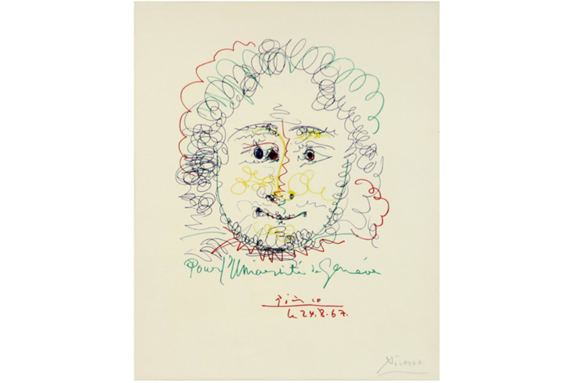 Pablo Picasso lithograph printed in colors - signed and in the print signed and dated 1967 PICASSO