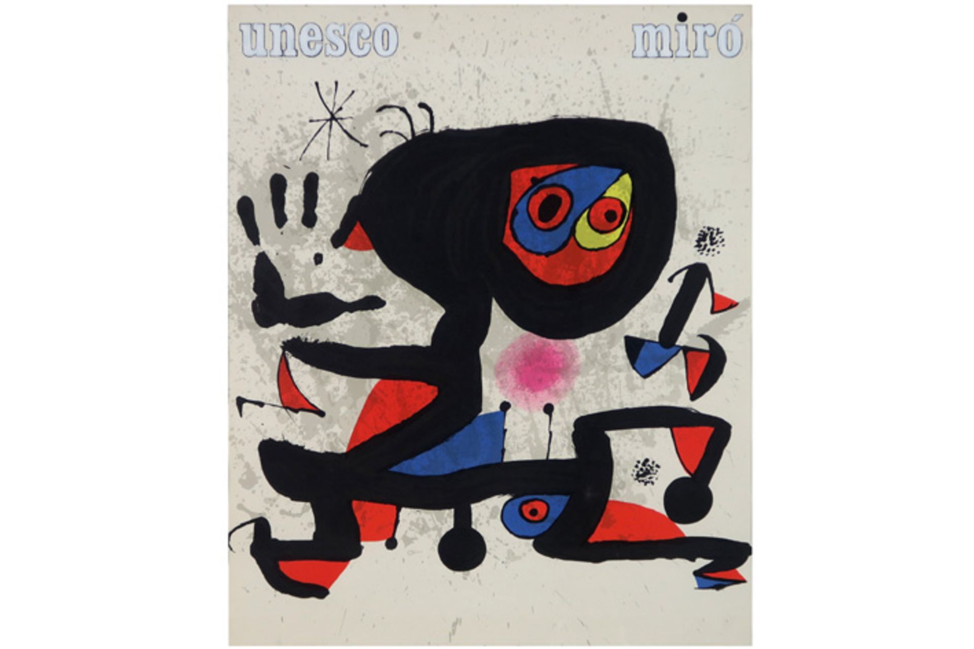 MIRO JOAN (1893 - 1983) werk in gemengde techniek te dateren in 1974 , nl een schildering op een