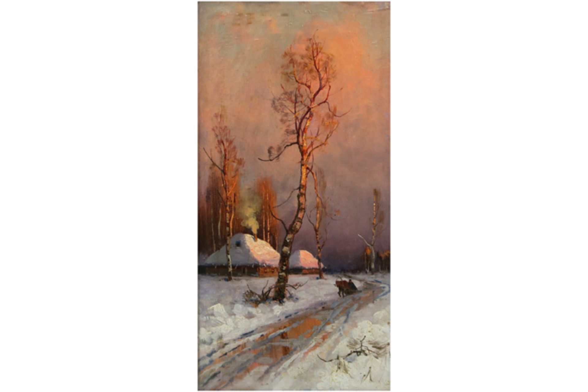 KLEVER YULIY YULEVICH (1850 - 1924) olieverfschilderij op doek : "Landschap met zonsondergang