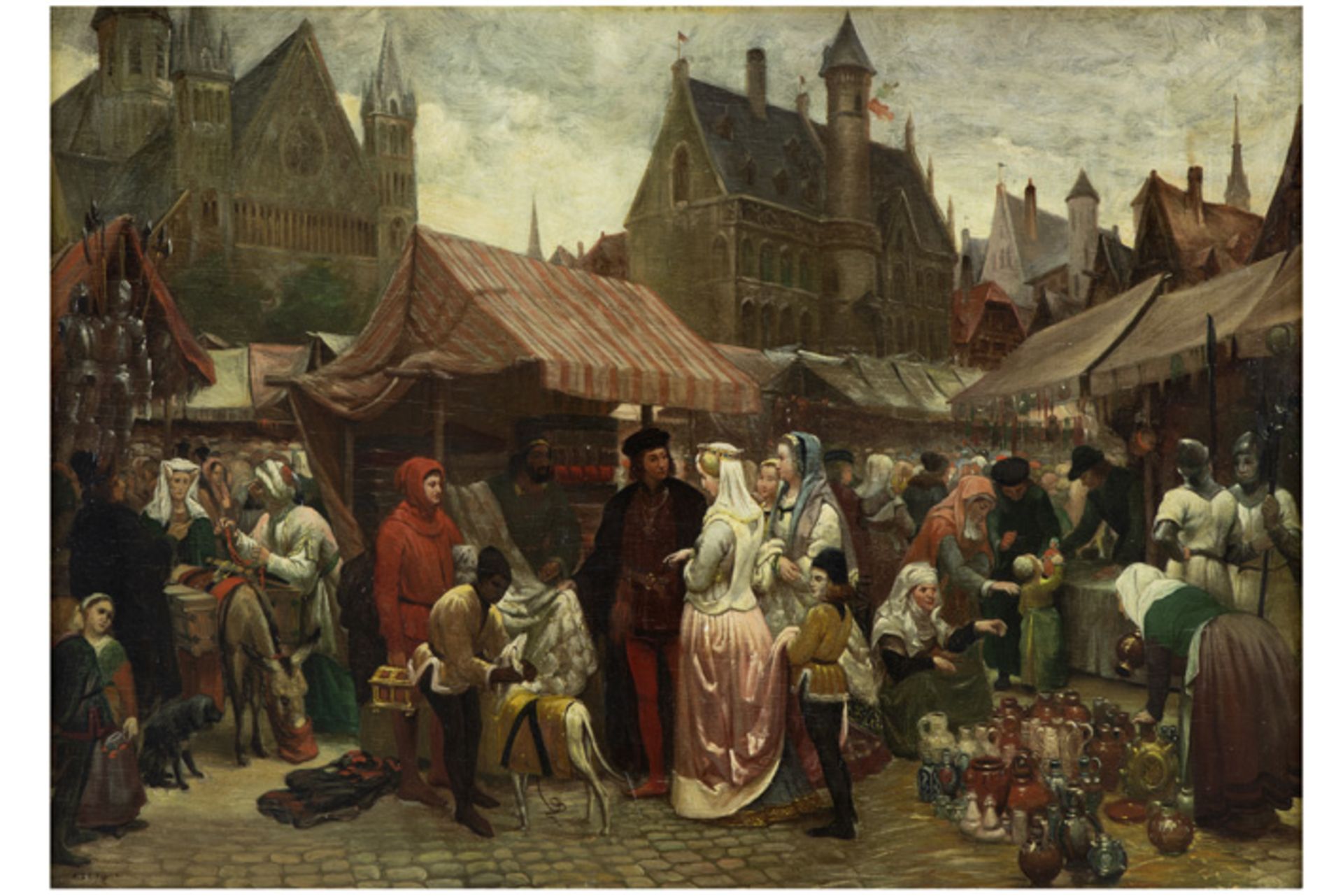 DE VIGNE FÉLIX (1806 - 1862) / naar 19de eeuws olieverfschilderij op paneel met een sterk geanimeerd