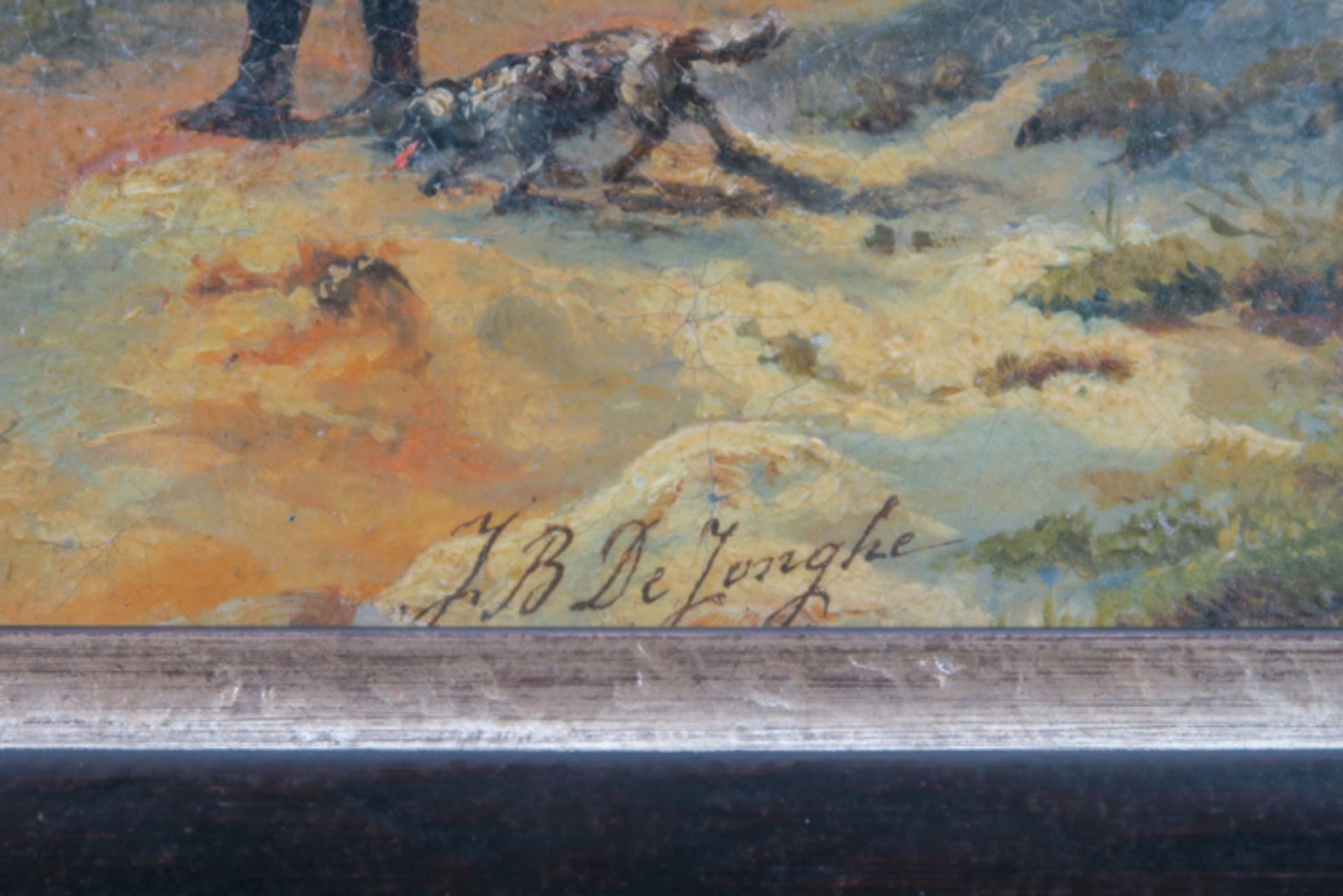 DE JONGHE JEAN-BAPTISTE (1785 - 1844) vroeg negentiende eeuws olieverfschilderij op doek : "Weids - Image 3 of 4