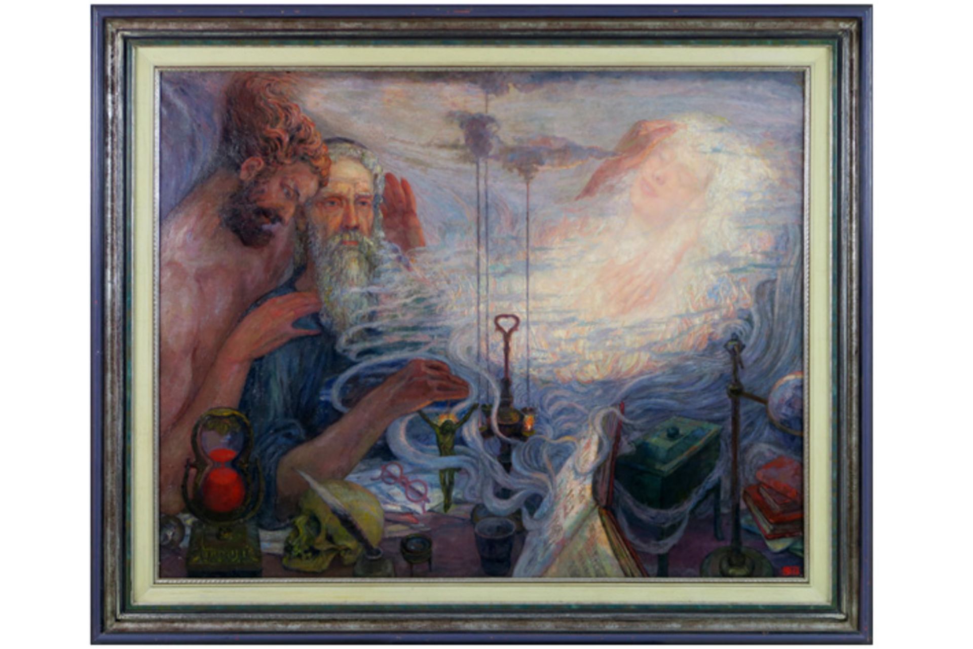 PYCKE FRANÇOIS (1890 - 1960) olieverfschilderij op doek met een vrij surreëel en symbolistisch - Image 2 of 5