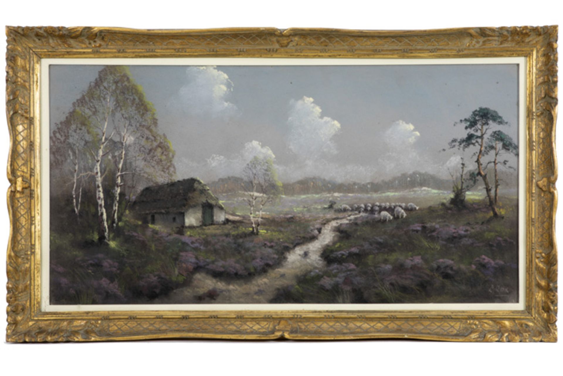 COX GASTIN (1892 - 1933) pastel : "Heidelandschap met hoeve" - 40 x 78 getekend||early 20th Cent. - Image 2 of 3