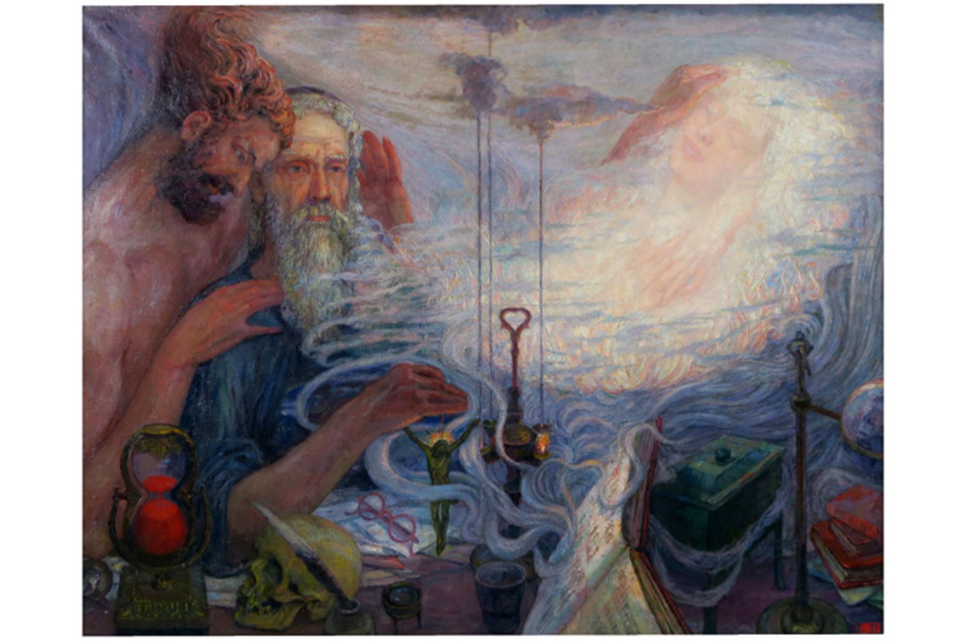 PYCKE FRANÇOIS (1890 - 1960) olieverfschilderij op doek met een vrij surreëel en symbolistisch