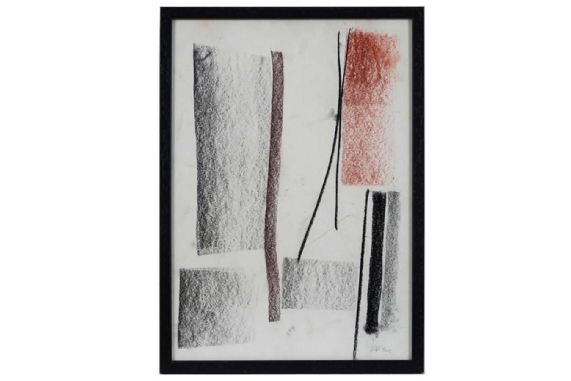 SAVERYS JAN (1924 - 2017) werk in gemengde techniek (houtskool en pastel) : "Abstracte compositie" -
