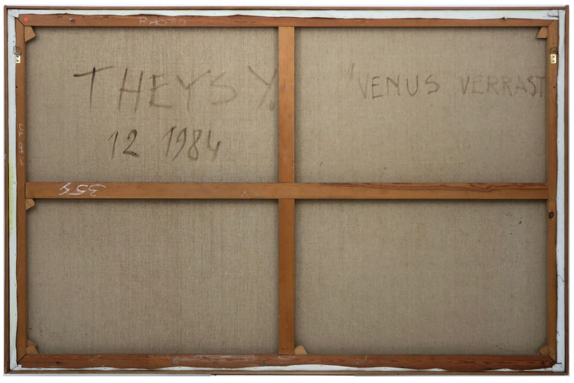 THEYS YVAN (1936 - 2005) olieverfschilderij op doek met een liggend naakt op verso getiteld "Venus - Image 3 of 4