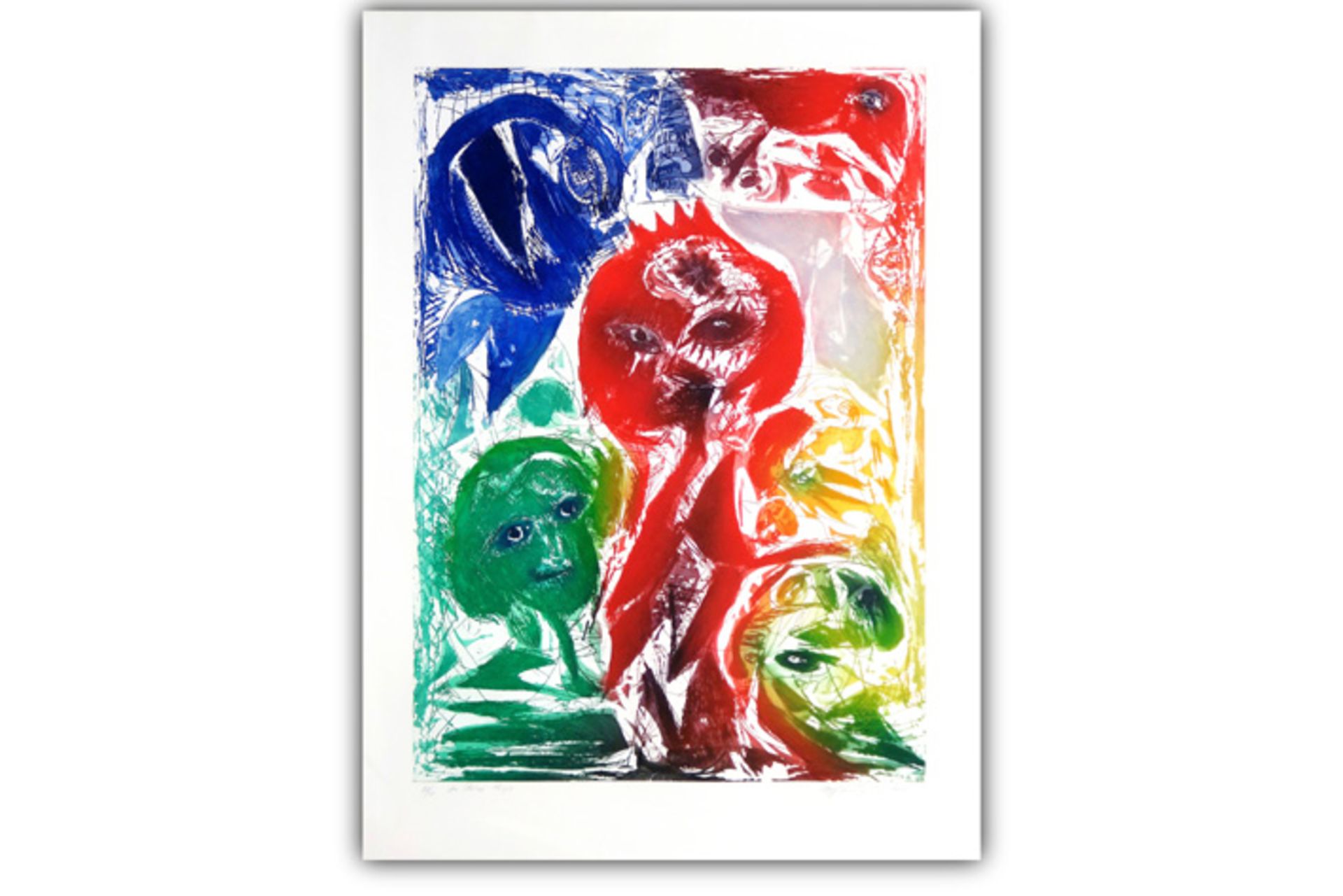 PEDERSEN CARL-HENNING ( 1913 - 2007) grote kleurets n° 38/60 getiteld "La Reine rouge" - 123 x 88,