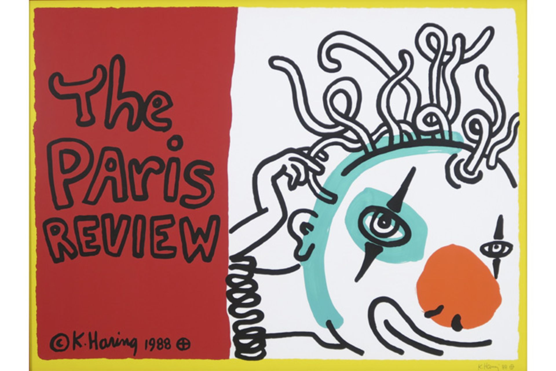 HARING KEITH (1958 - 1990) screenprint in kleuren uitgegeven door "The Paris Review" (New York) dd