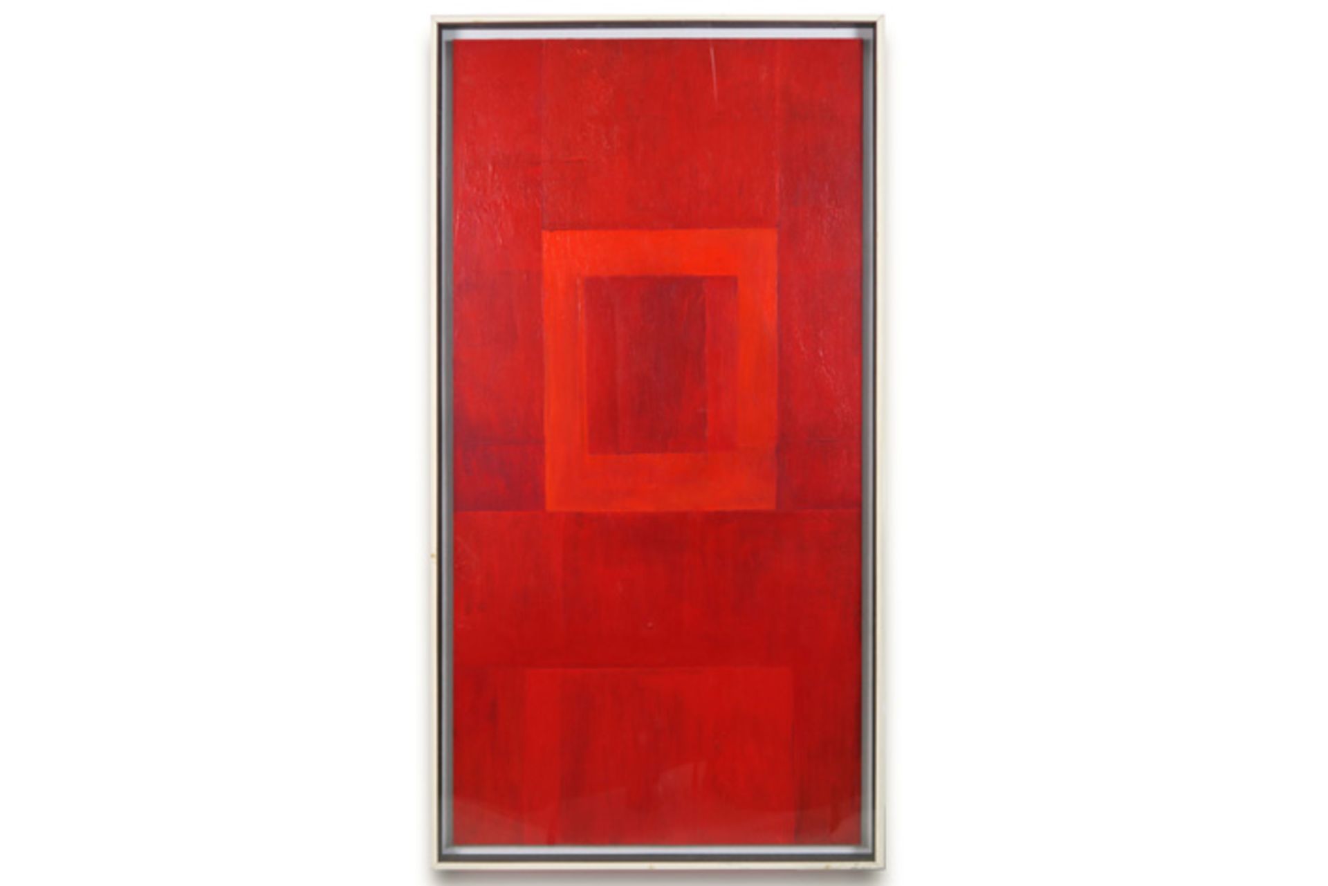 YAN TZE-YUN (° 1954) olieverfschilderij op doek : "Abstracte compositie - Rood" - 134 x 68||20th - Image 2 of 4