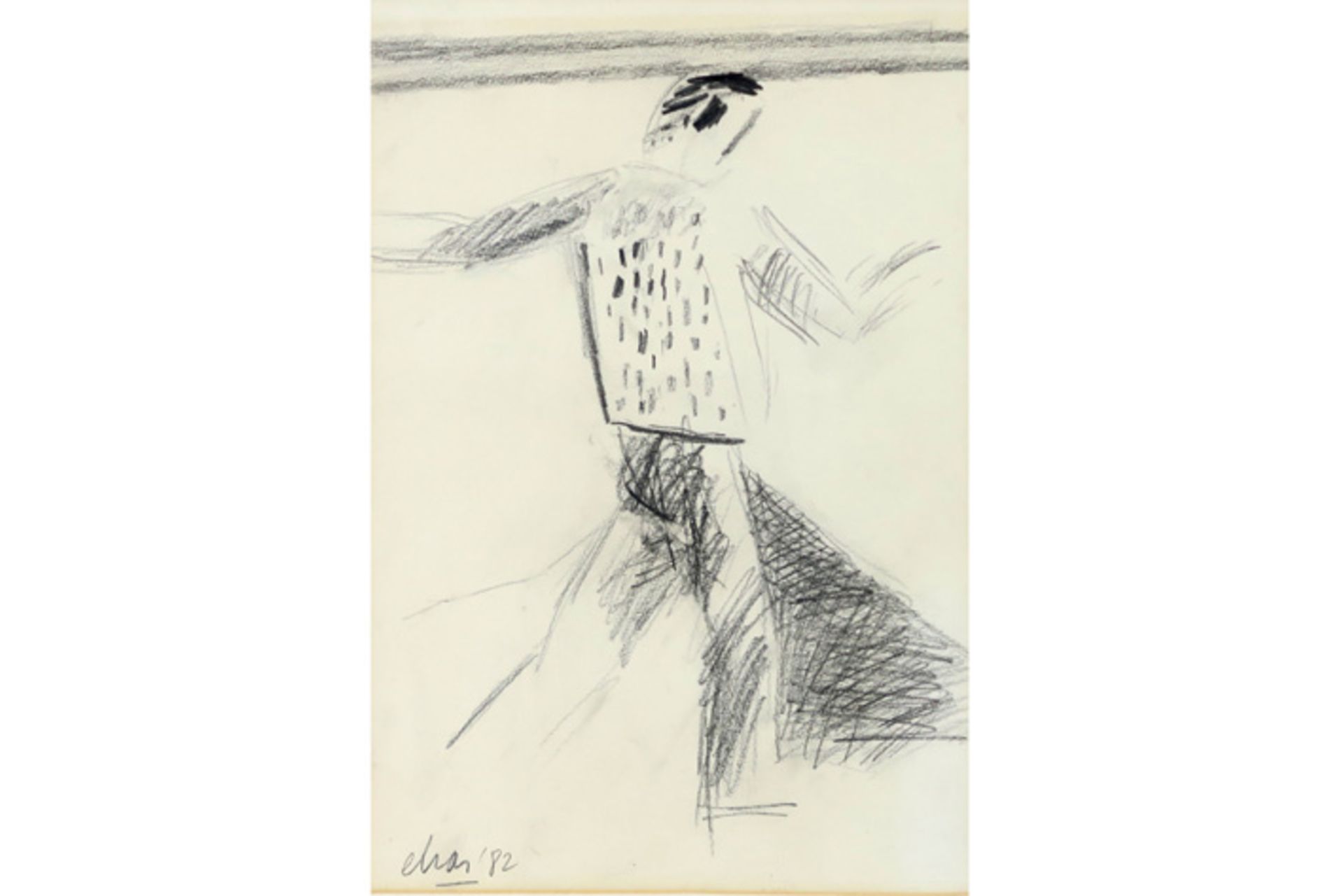 ELIAS ETIENNE (1936 - 2007) tekening : "Man" - 29 x 19 getekend en gedateerd (19)82||20th Cent.