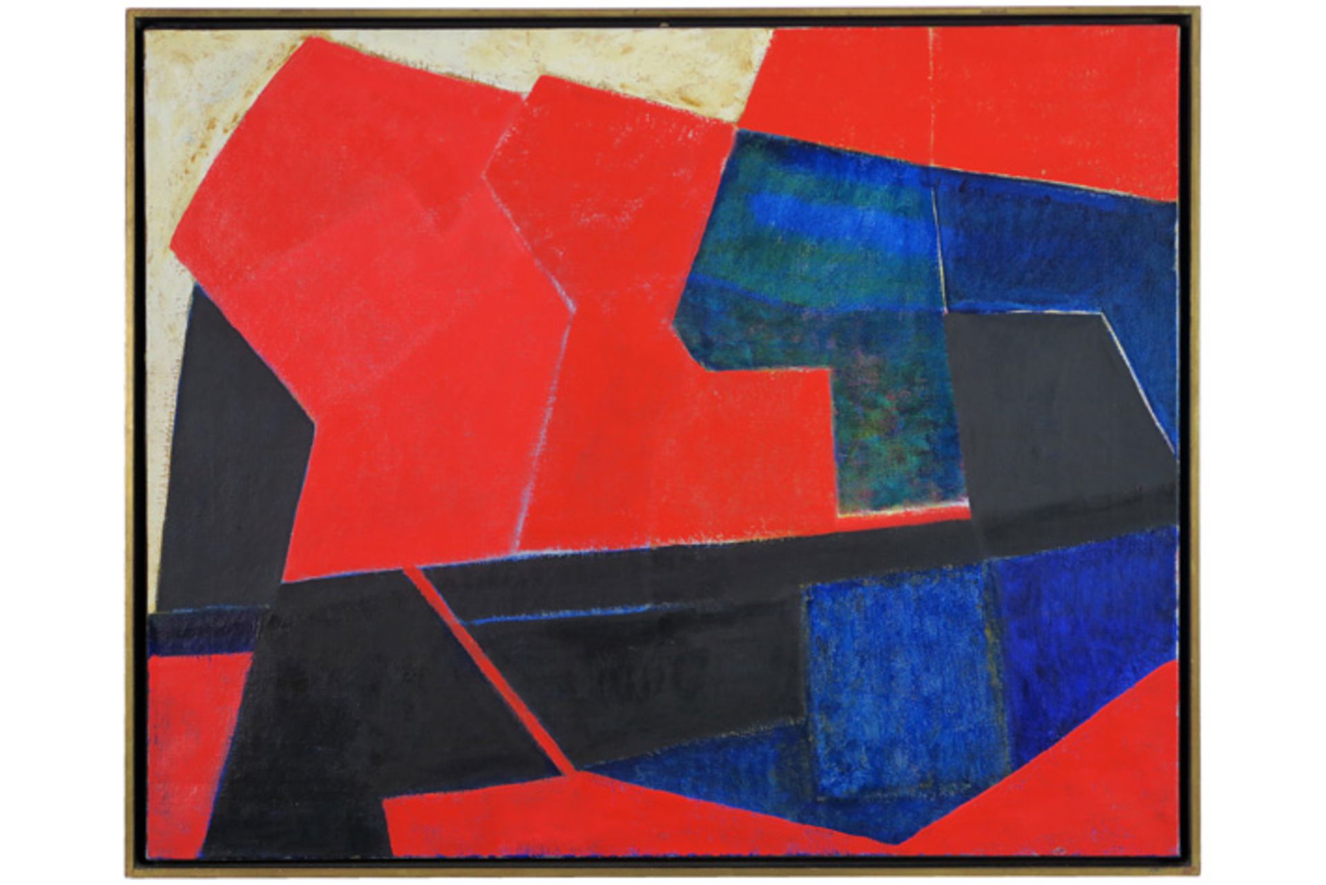 VERMEULEN NOËL (1917 - 1989) olieverfschilderij op doek : "Constructie met rood" - 65 x 80 - Image 2 of 5