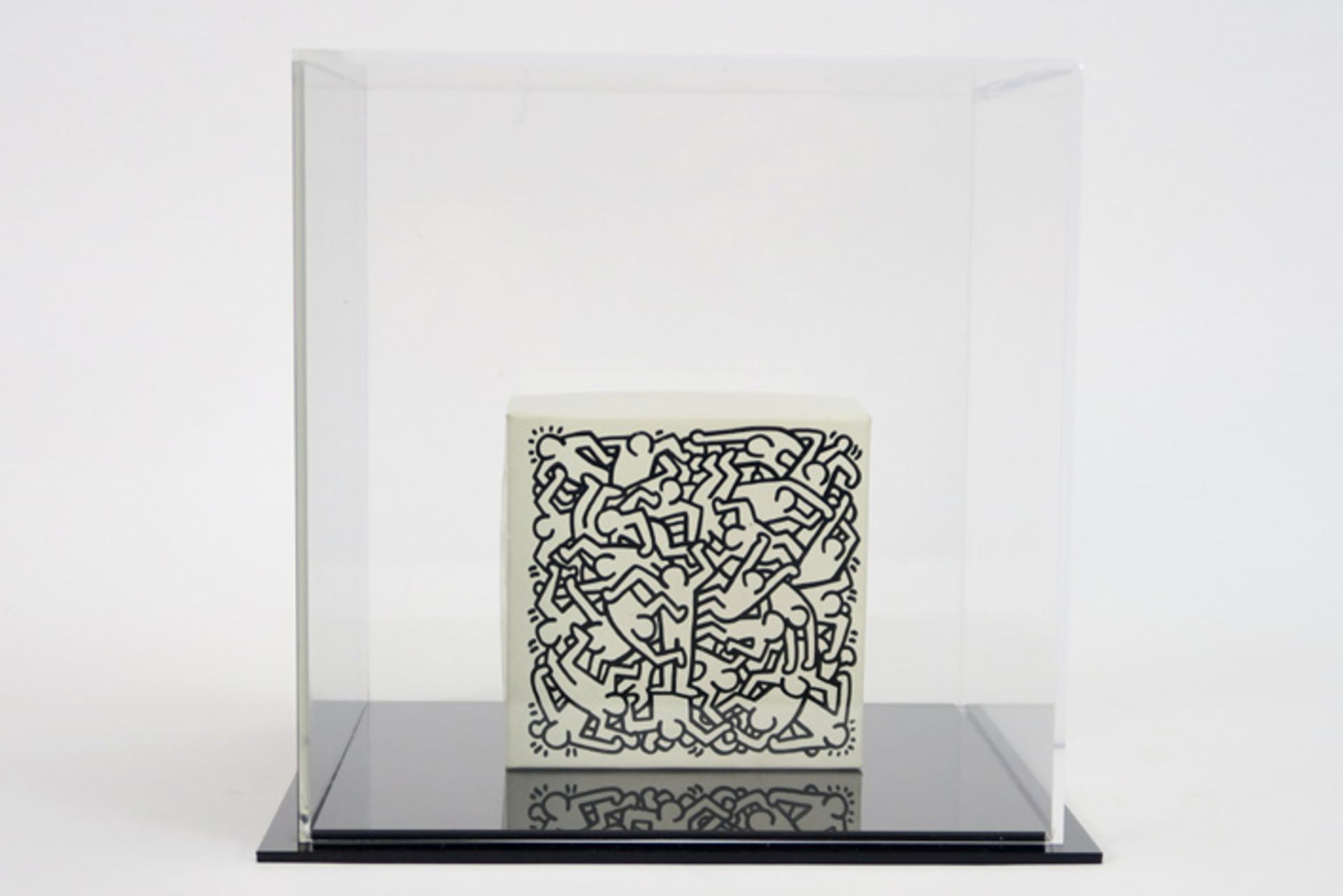 HARING KEITH (1958 - 1990) originele tekening op een doosje met puzzel (met 120 stukken) dd 1987 met - Image 4 of 4