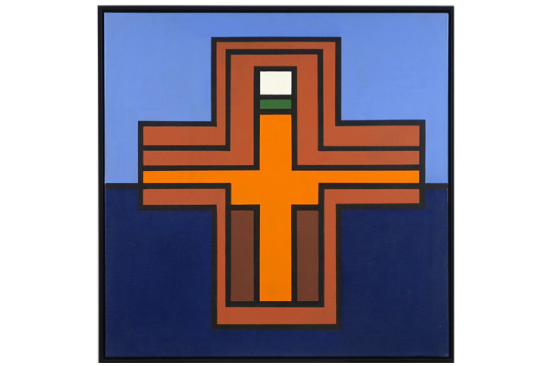 VANDENBRANDEN GUY (1926 - 2014) olieverfschilderij op doek met een typisch kleurrijke geometrisch- - Image 2 of 3