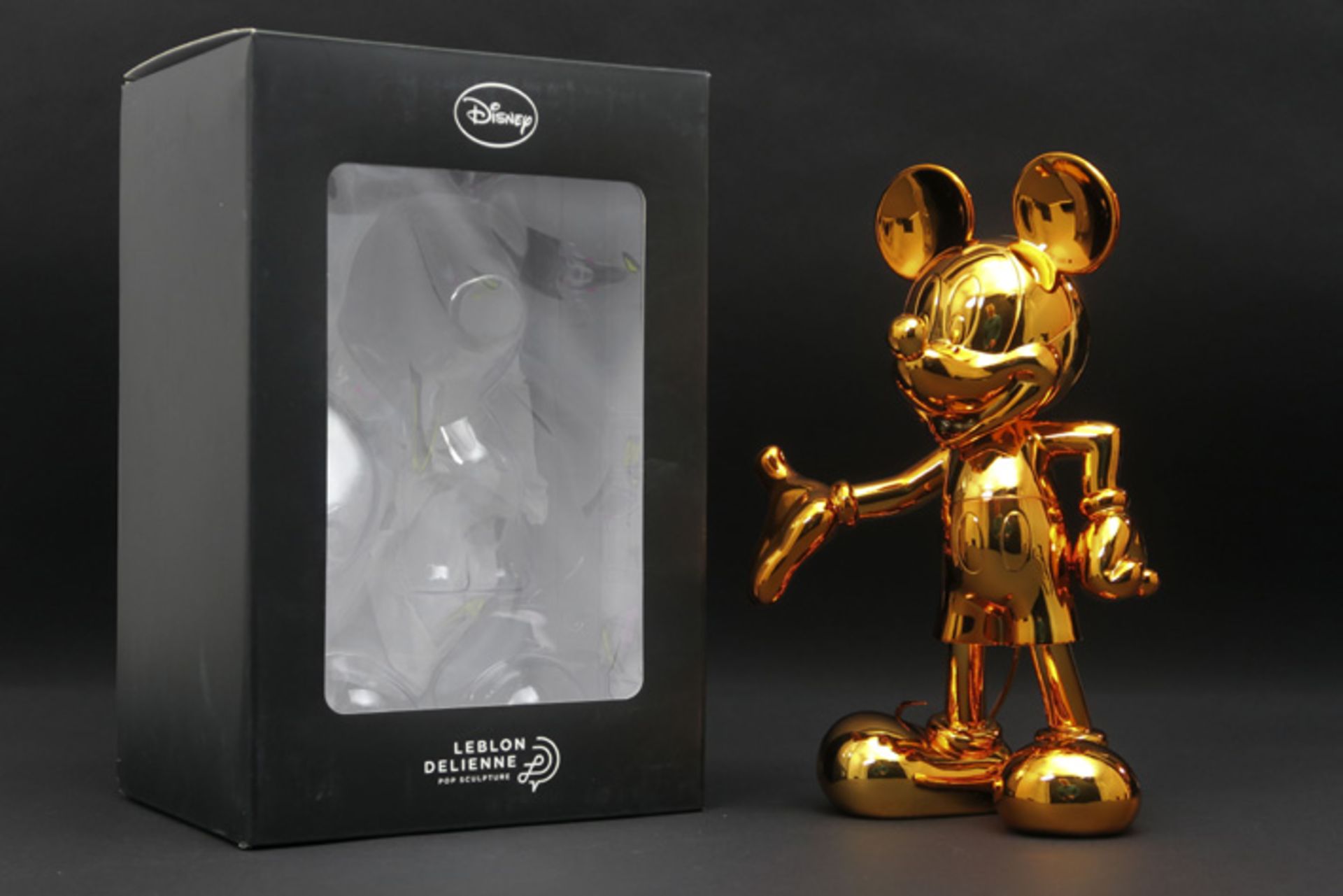 LEBLON DELIENNE & DISNEY "Mickey" sculptuur in hars (orange metallic uitvoering) - hoogte : 30,5