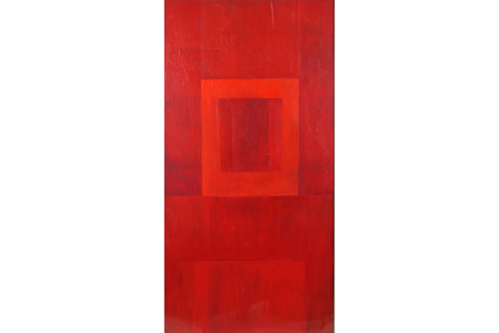 YAN TZE-YUN (° 1954) olieverfschilderij op doek : "Abstracte compositie - Rood" - 134 x 68||20th