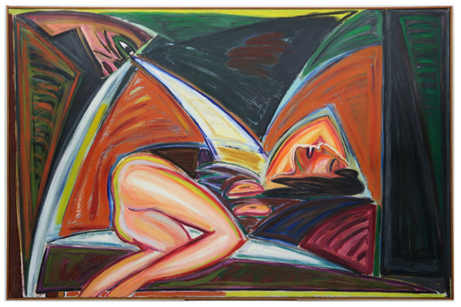 THEYS YVAN (1936 - 2005) olieverfschilderij op doek met een liggend naakt op verso getiteld "Venus