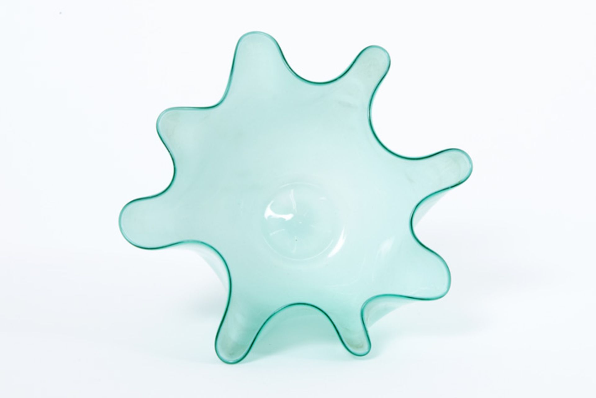 Fulvio Bianconi "Fazzoletto" vase in turquoise coloured glass - signed Venini Murano Italia||FULVIO  - Bild 3 aus 4