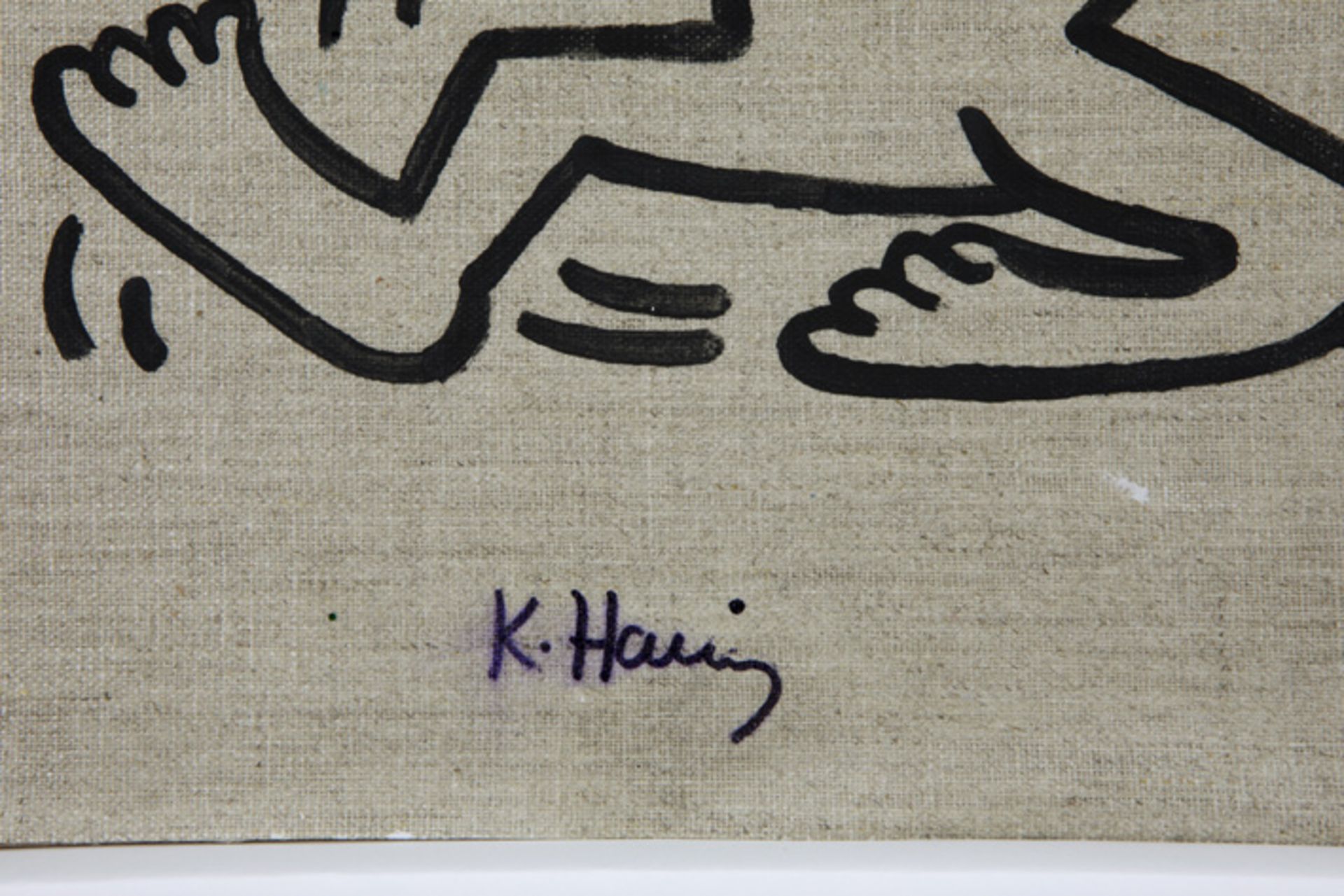 Keith Haring signed "Radioman" mixed media on canvas (on board) - with on the back a provenance labe - Bild 2 aus 5