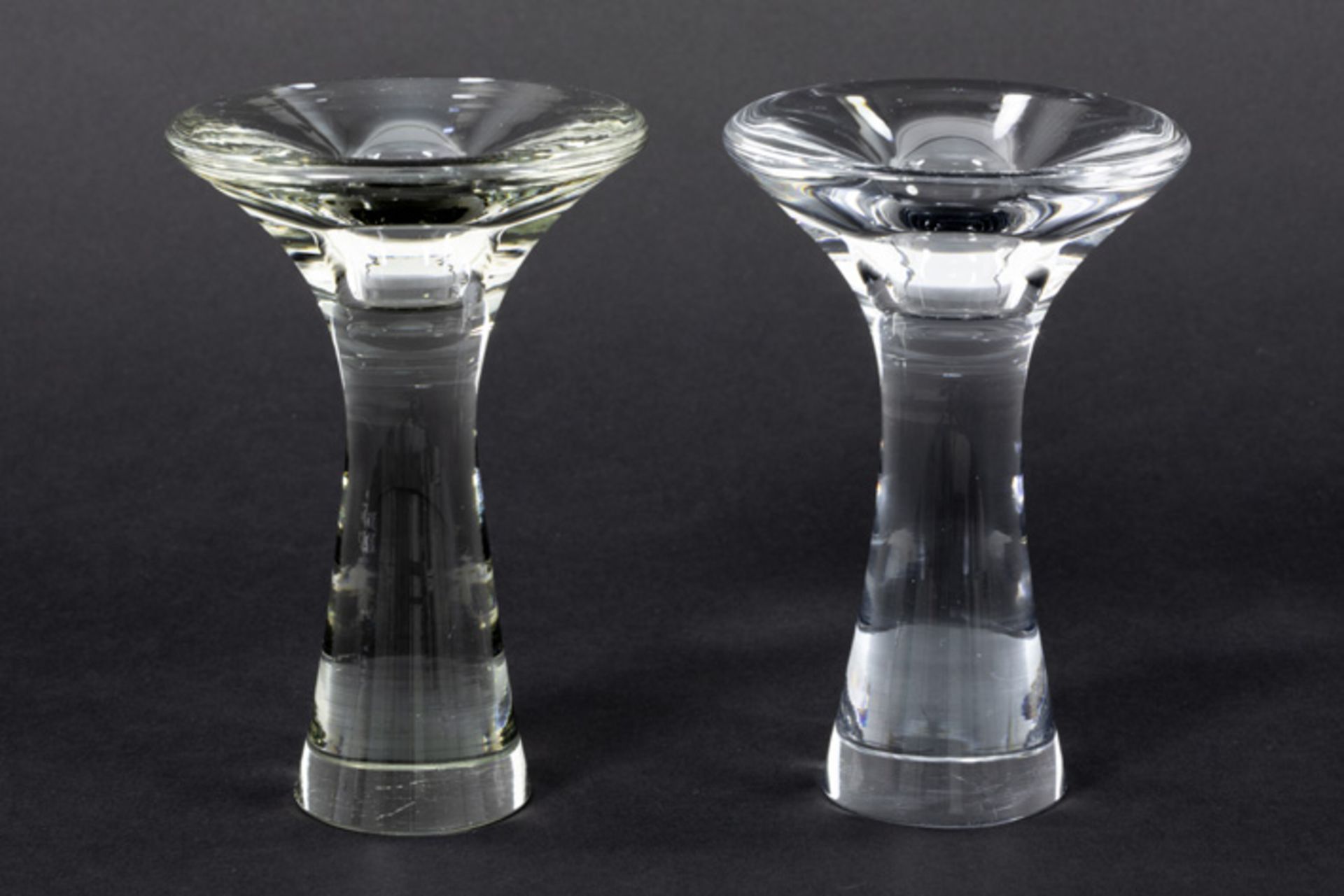pair of Tapio Wirkkala sixties' candlesticks (model 3412) in glass - signed and numbered||TAPIO WIRK