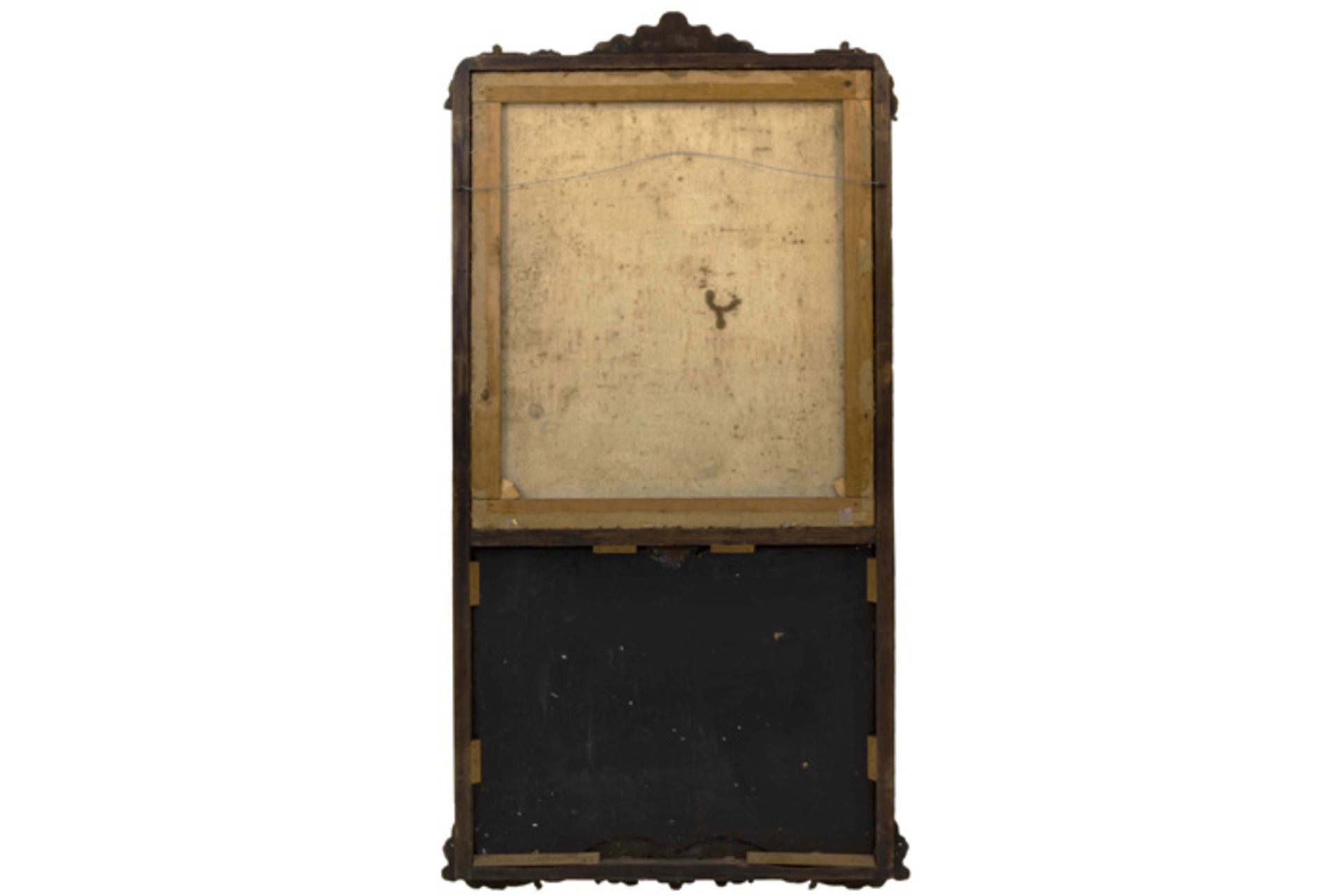 antique Louis XV style mirror with gilded frame and with a painting with a 18th Cent. style theme|| - Image 3 of 3