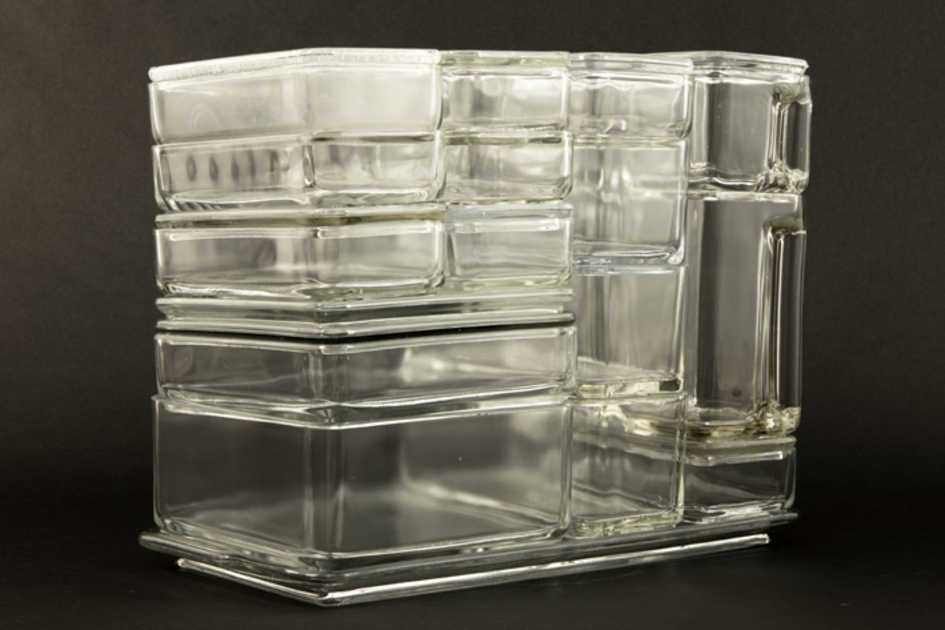 Wilhelm Wagenfeld "Kubus" stacking storage container set (21 pcs) with lidded boxes and a decanter - Image 3 of 5
