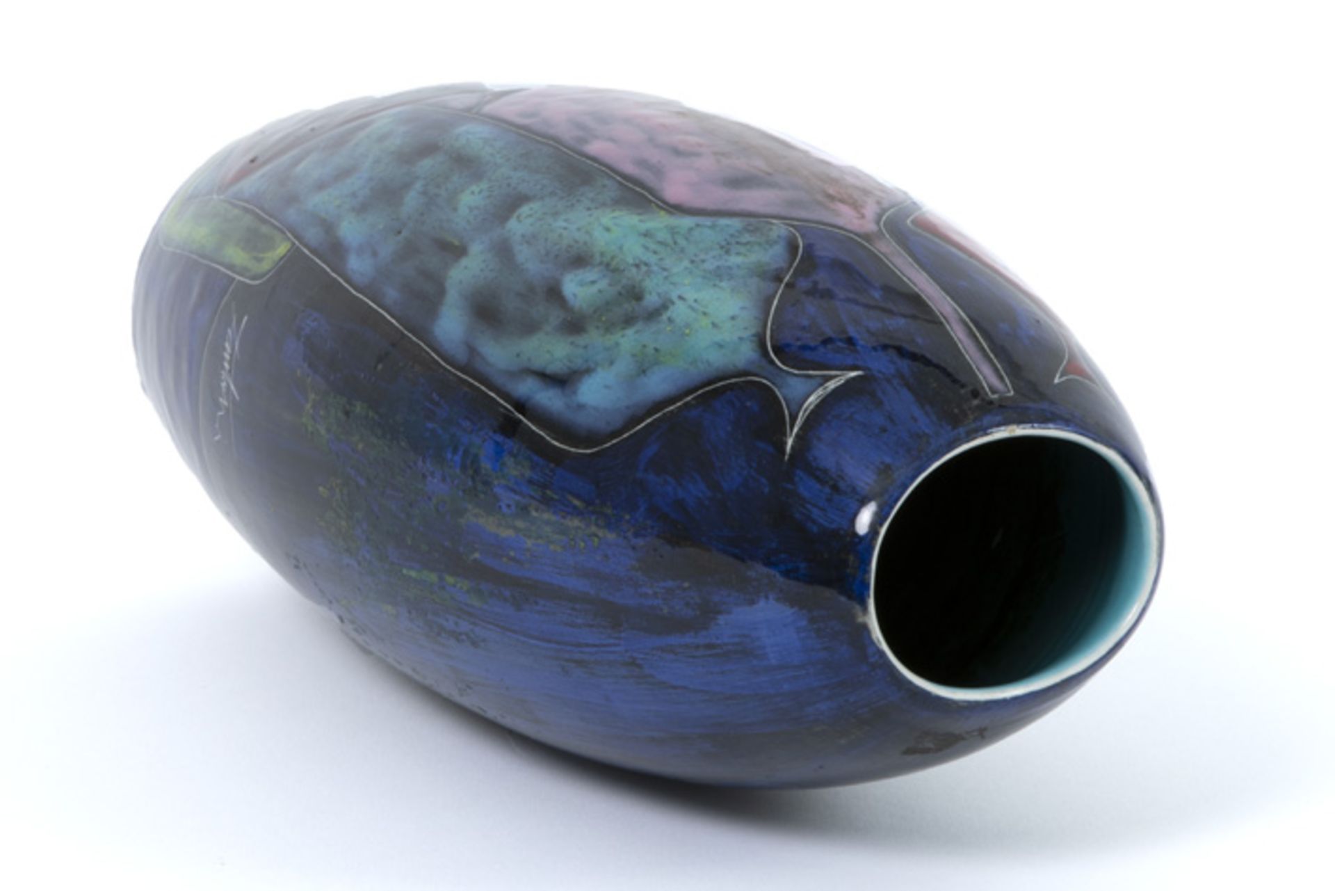 Italian "Marcello Fantoni" vase in glazed earthenware - signed||FANTONI MARCELLO (1960 - 2015) Itali - Bild 4 aus 5