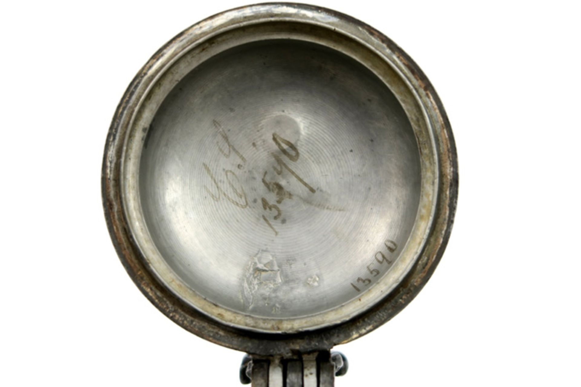 two quite rare 18th Cent. Swiss' "Stegkanne" from Bern in pewter, one marked Abraham Ganting (ca - Image 3 of 6