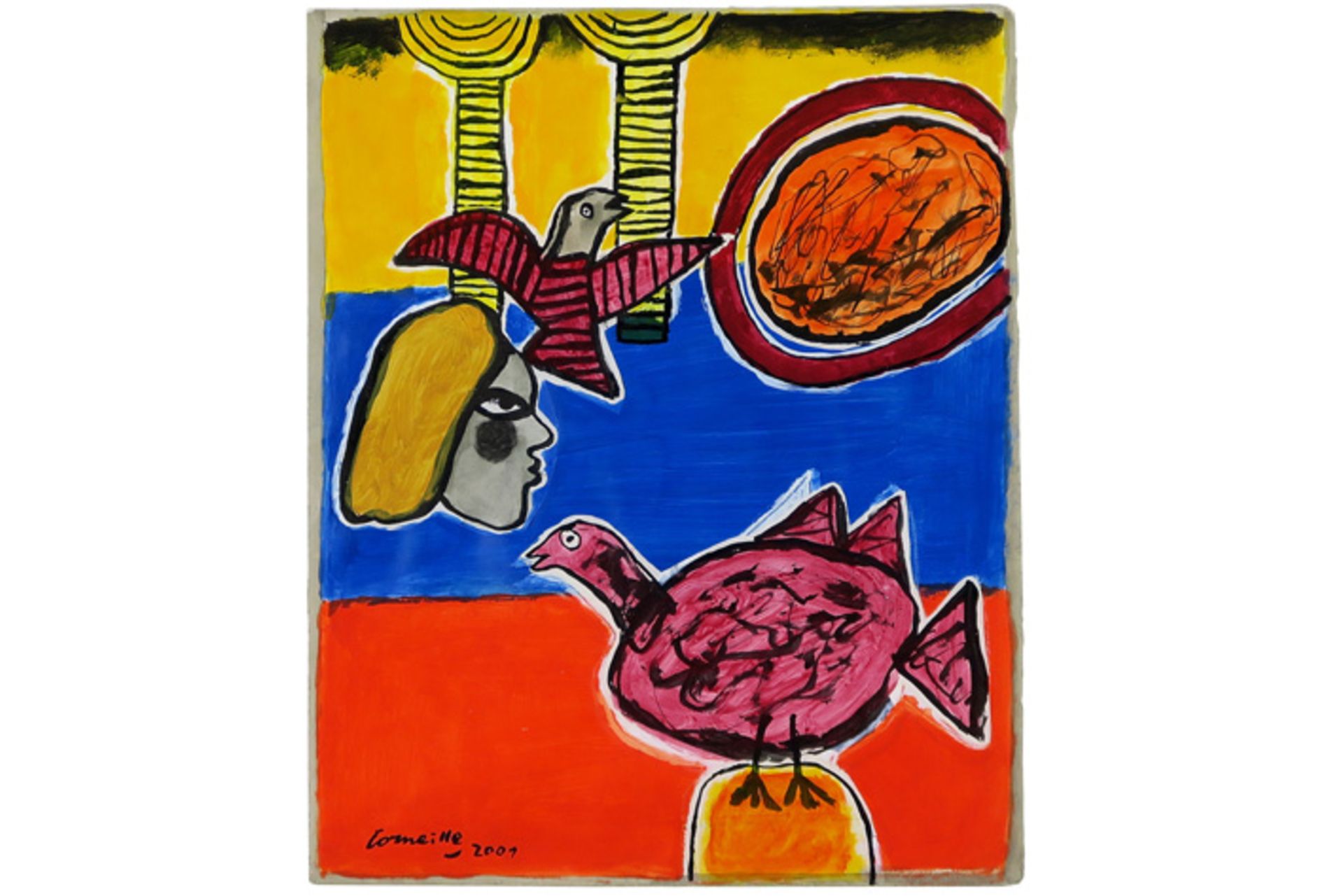 typical Corneille mixed media - signed and dated 2001 with certificate||CORNEILLE (1922 - 2010) (192