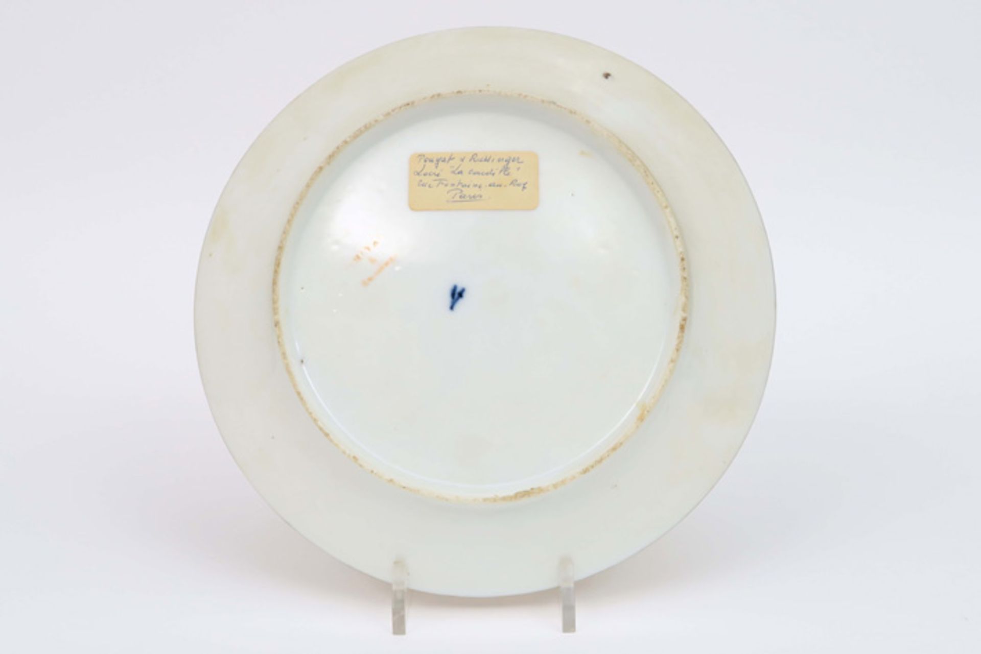set of nine antique plates in marked porcelain from Brussels with gold leaf ||Reeks van negen - Image 5 of 6