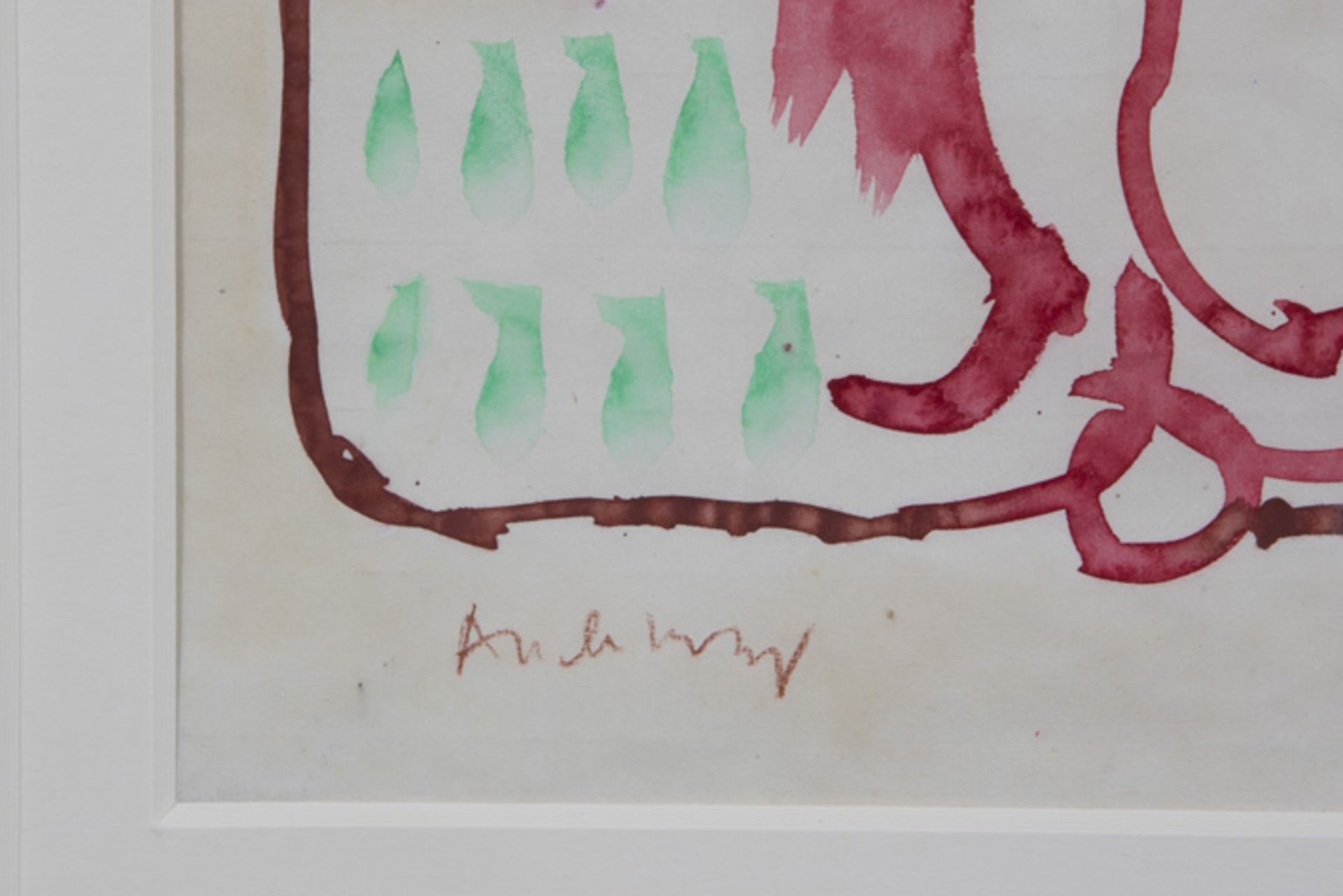 Alechinksy aquarelle - signed and dated 1970||ALECHINSKY PIERRE (° 1927) aquarel met een vrij typisc - Bild 3 aus 3