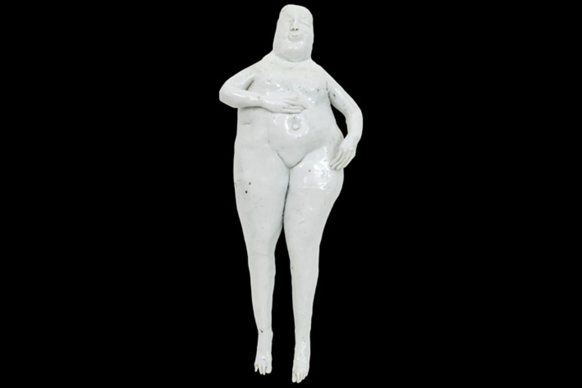 rare and unique 20th Cent. sculpture in porcelain signed José Vermeersch with a typical theme - to - Image 4 of 4