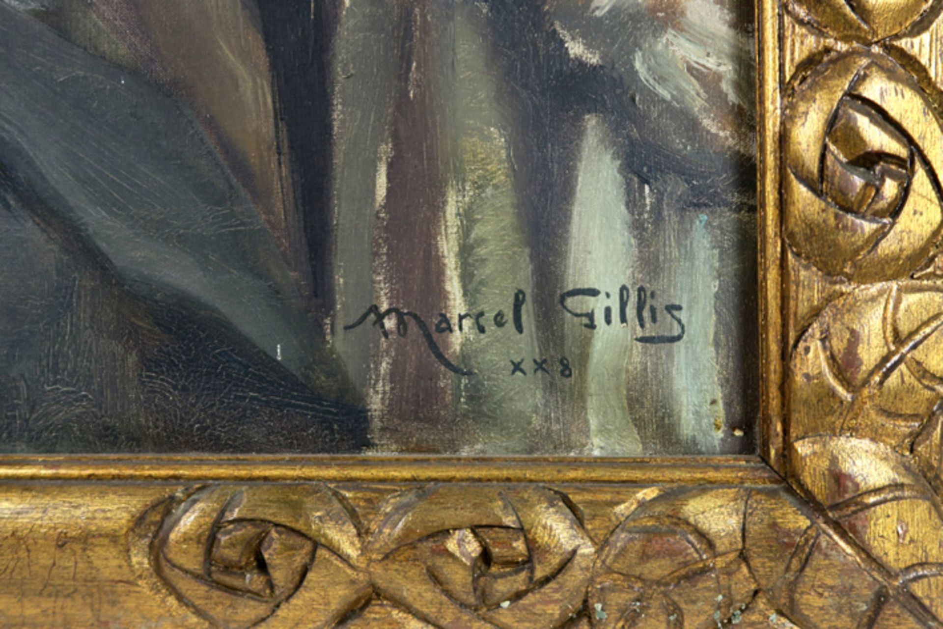 pendant of two 20th Cent. Belgian oil on canvas - signed Marcet Gillis and on the back signed and da - Bild 10 aus 13