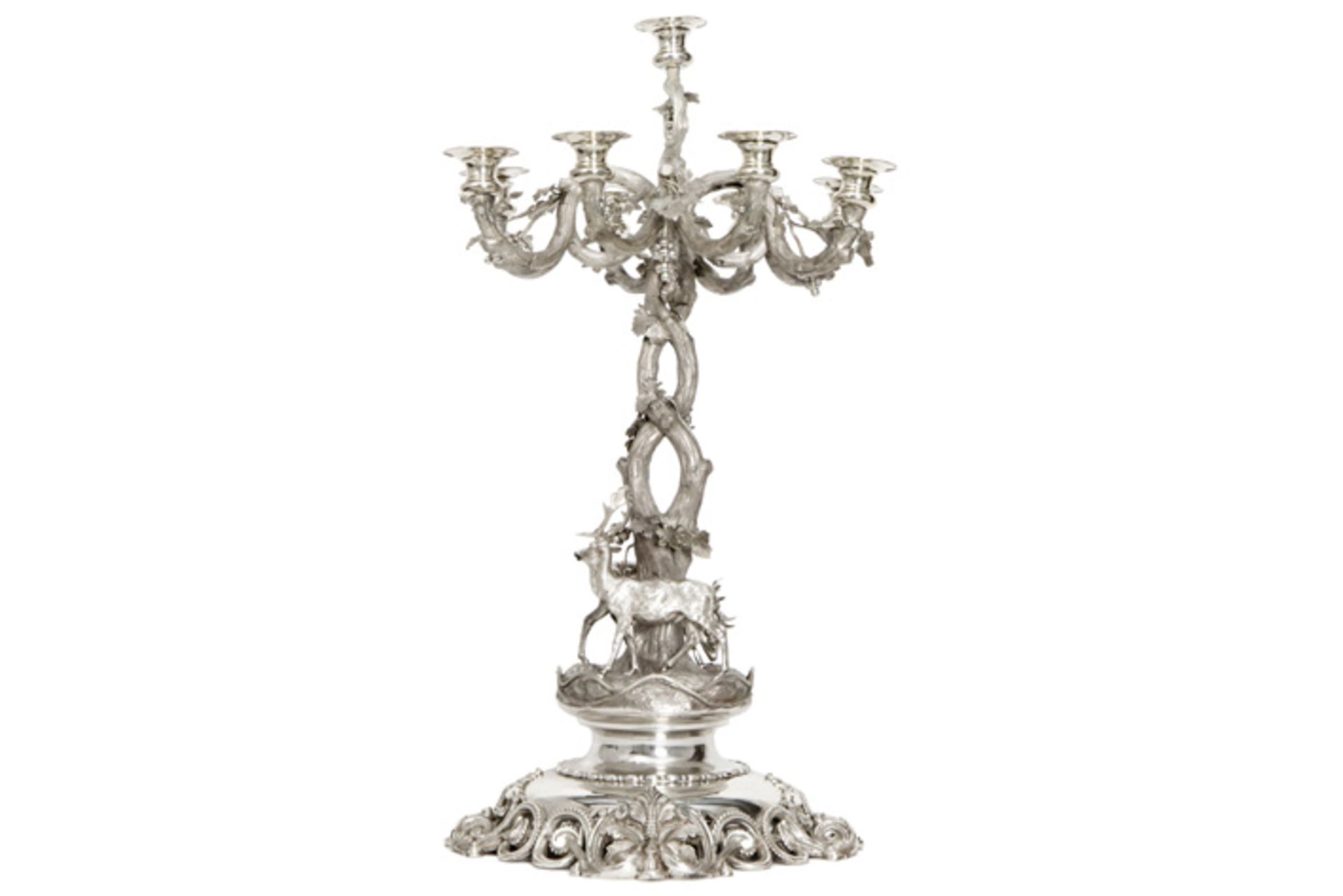 antique Belgian candelabra in silver marked with an export mark ||Antieke vrij imposante Belgische - Image 5 of 5