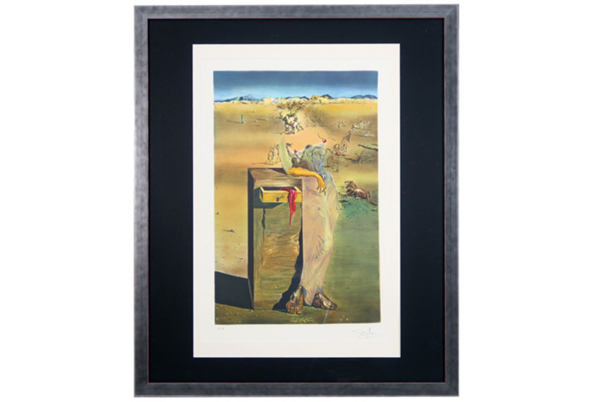 Salvador Dali signed print with a typical surrealistic theme - with blindstamp||DALI SALVADOR ( - Image 3 of 3