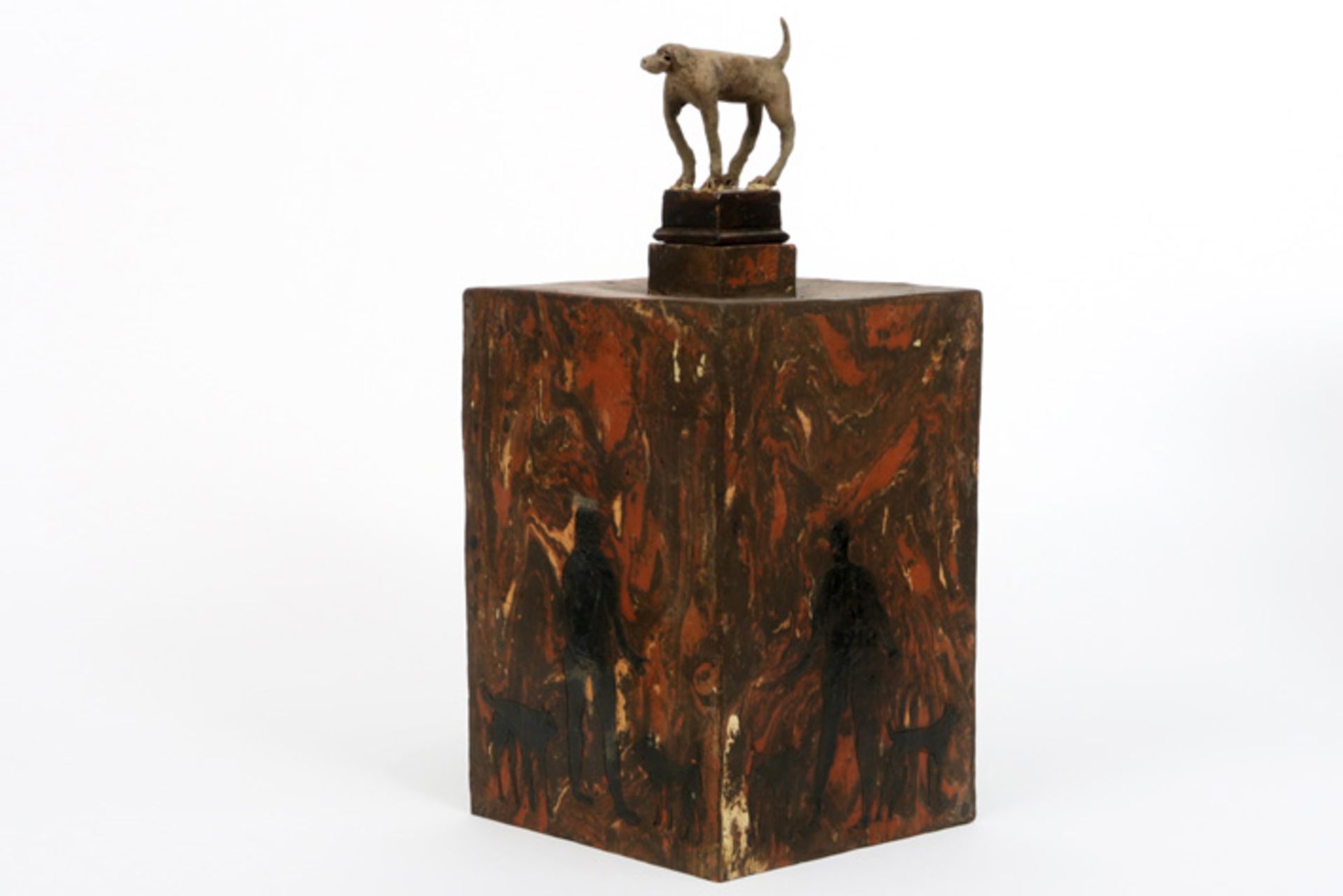 José Vermeersch signed sculpture in the shape of a lidded pot with the depiction of a male figure - Image 3 of 6