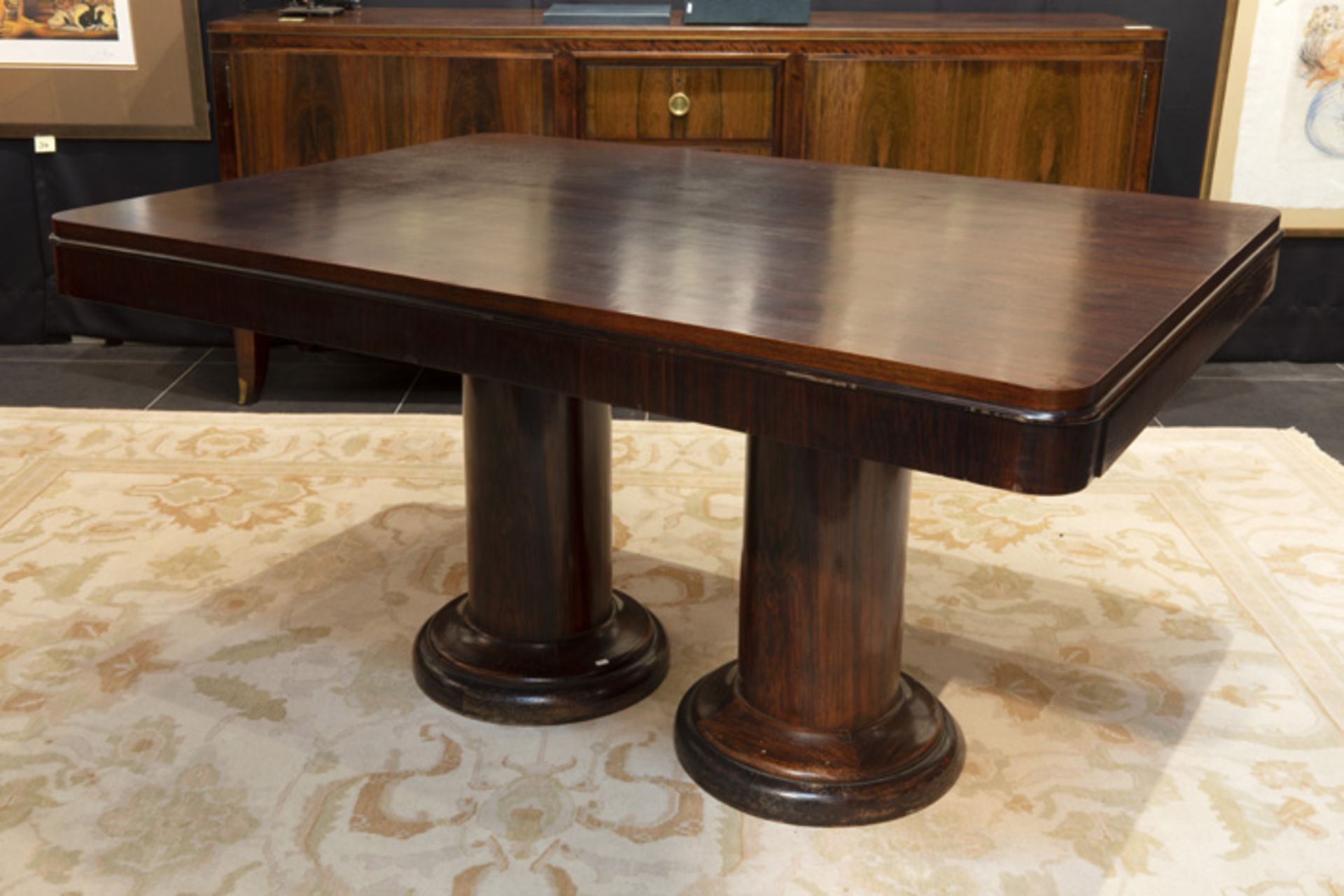 Art Deco-table in Rio palissander ||Art Deco-tafel in Rio-palissander met een rechthoekig blad