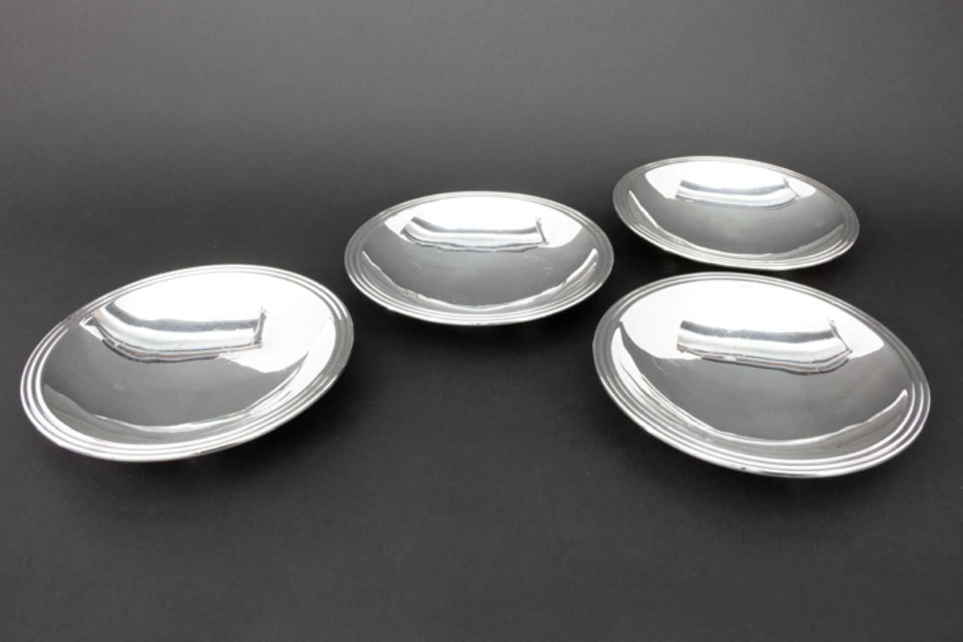 set of four round Art Deco dishes in "800" marked silver (and with Dutch import mark) - with the - Image 2 of 4