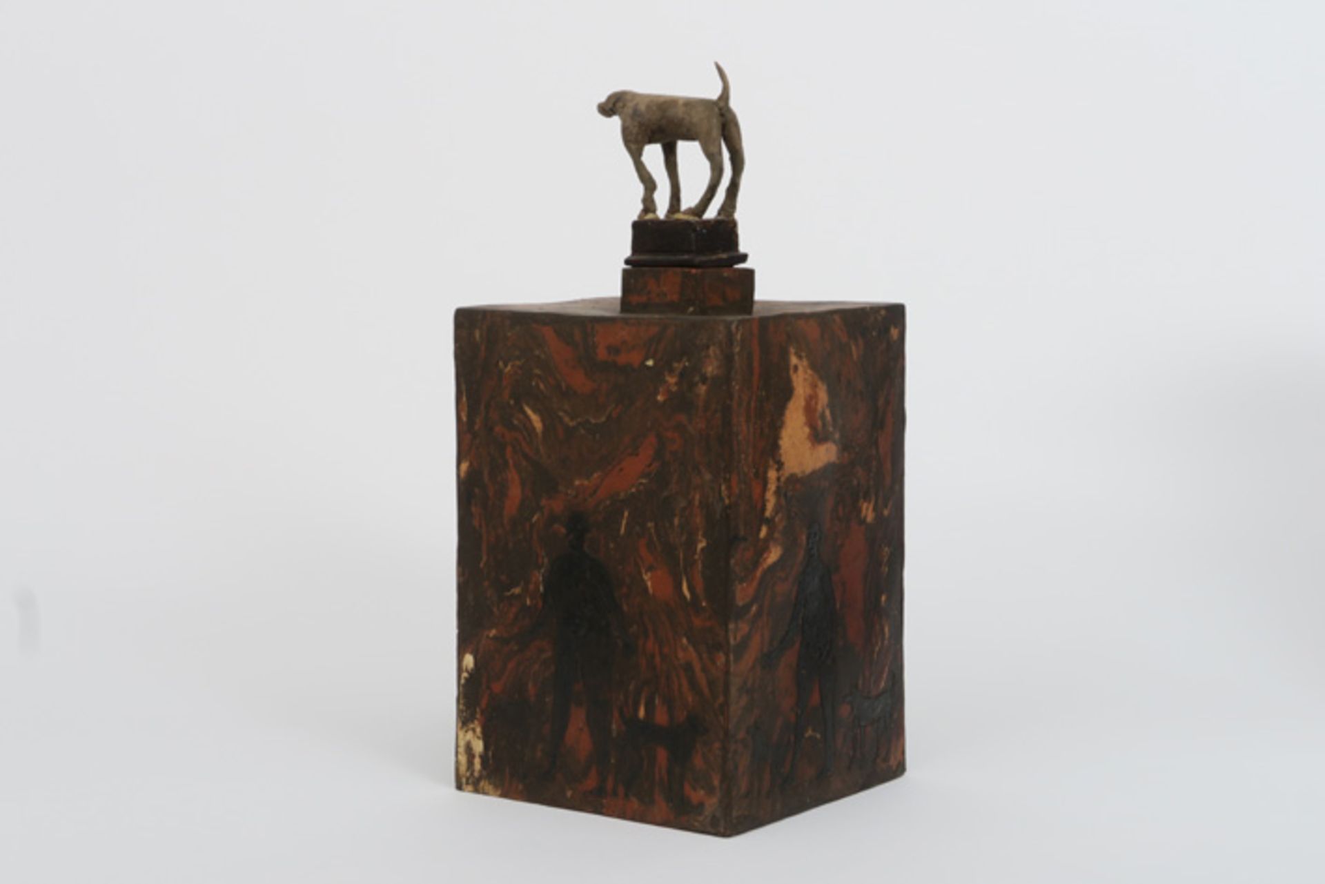 José Vermeersch signed sculpture in the shape of a lidded pot with the depiction of a male figure - Image 4 of 6