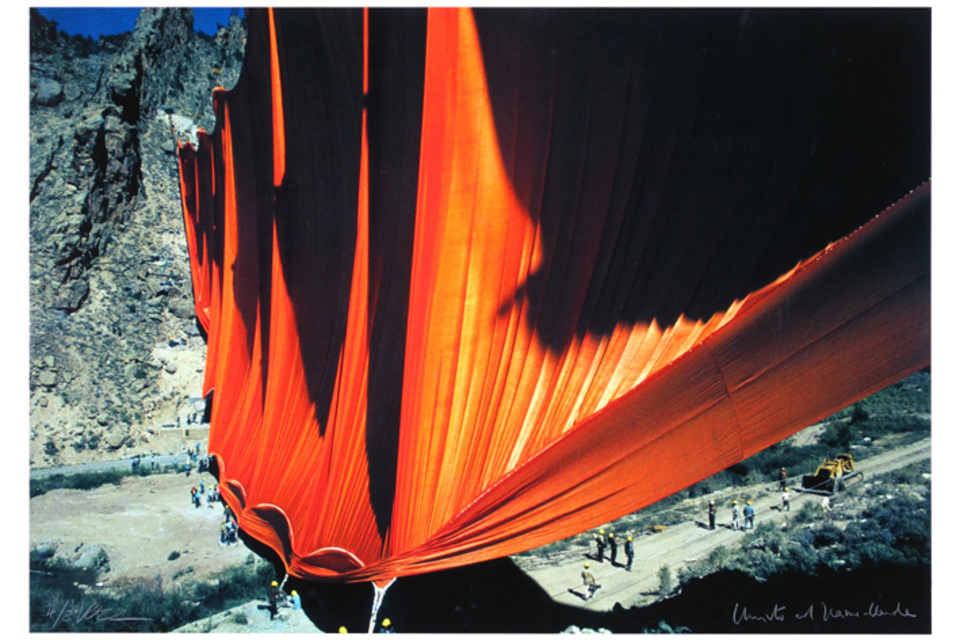 rare, large (3 times) Christo (also by Jeanne-Claude) signed "The Pont Neuf wrapped" print on Dibond
