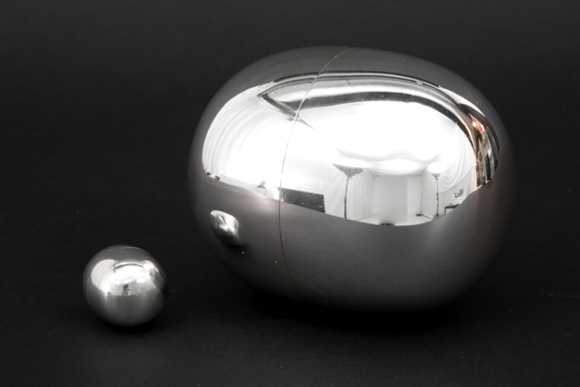 sixties' larger & smaller egg-shaped box with a design by Piet Hein in marked Georg Jensen - Image 2 of 5