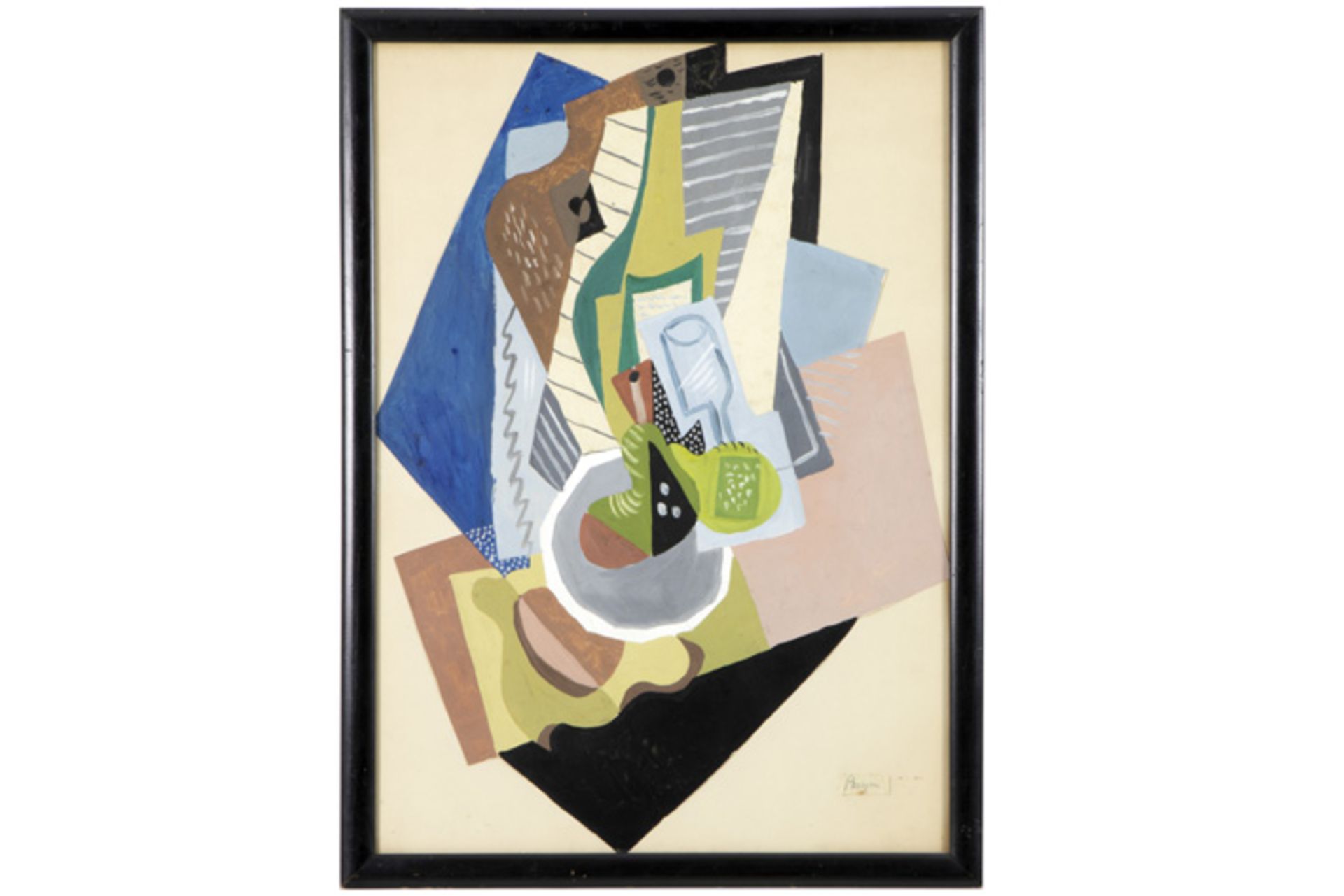 Jean Pougny cubist style "Still life" mixed media (with gouache and collage) - signed prov : - Image 3 of 5