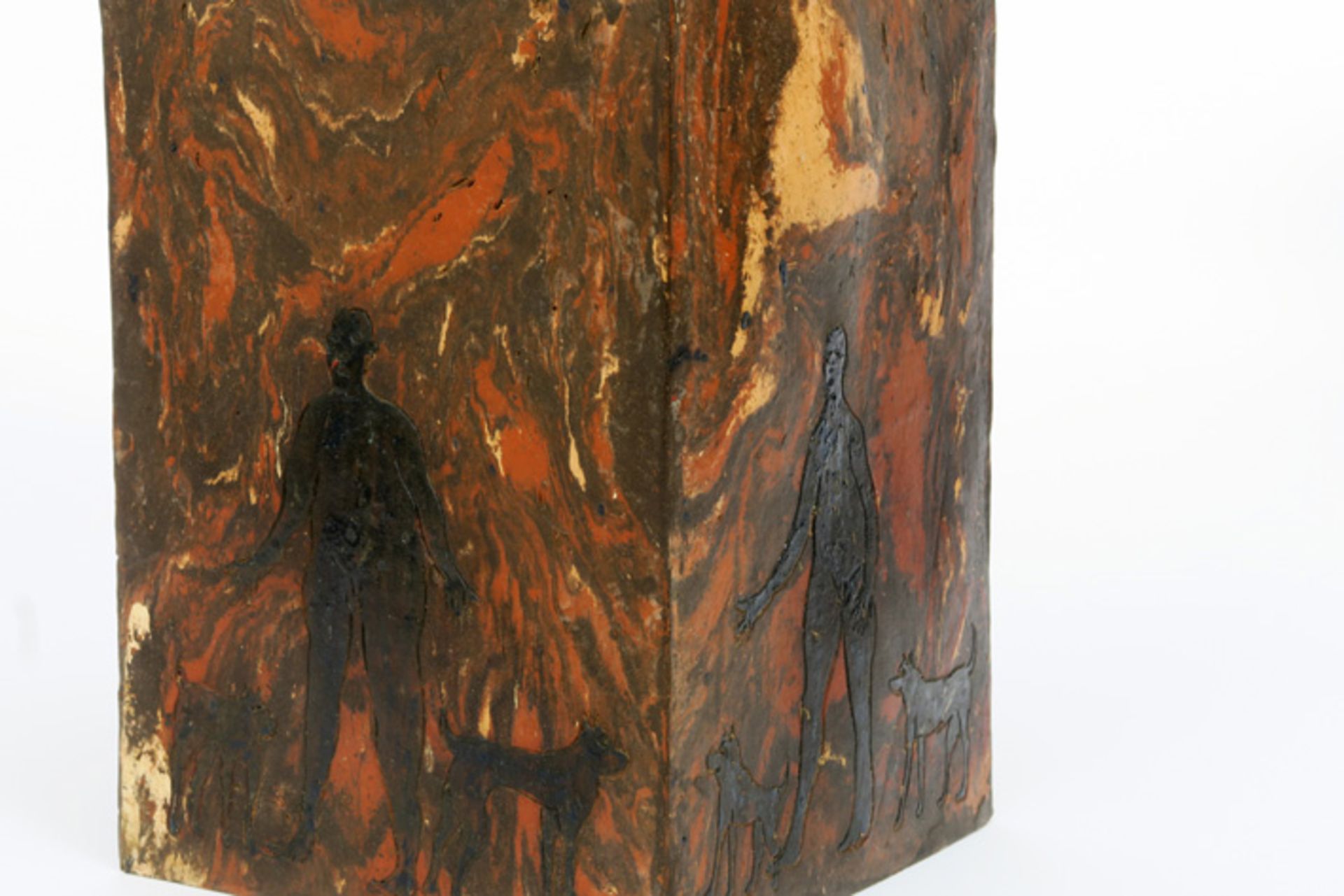 José Vermeersch signed sculpture in the shape of a lidded pot with the depiction of a male figure - Image 6 of 6