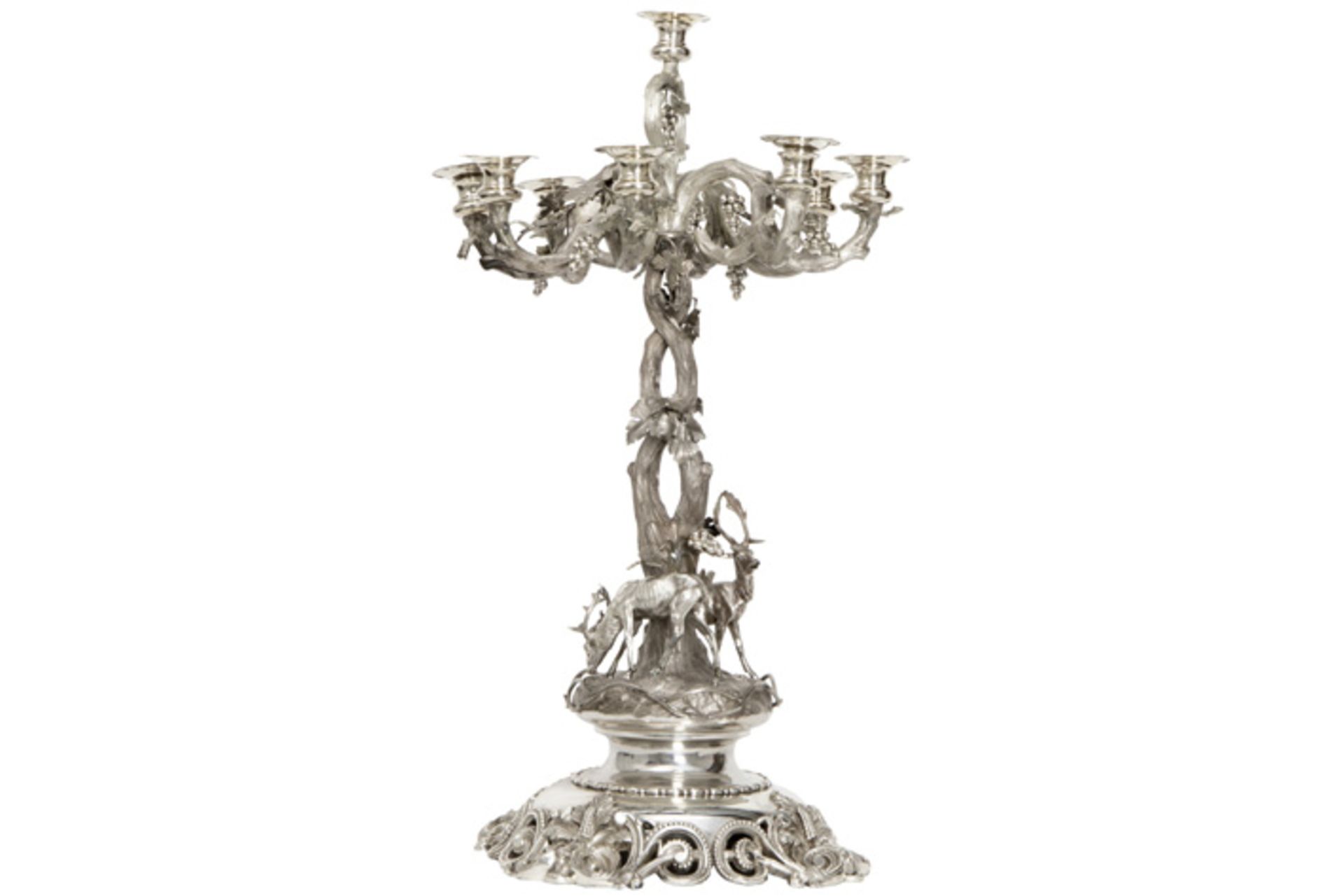 antique Belgian candelabra in silver marked with an export mark ||Antieke vrij imposante Belgische